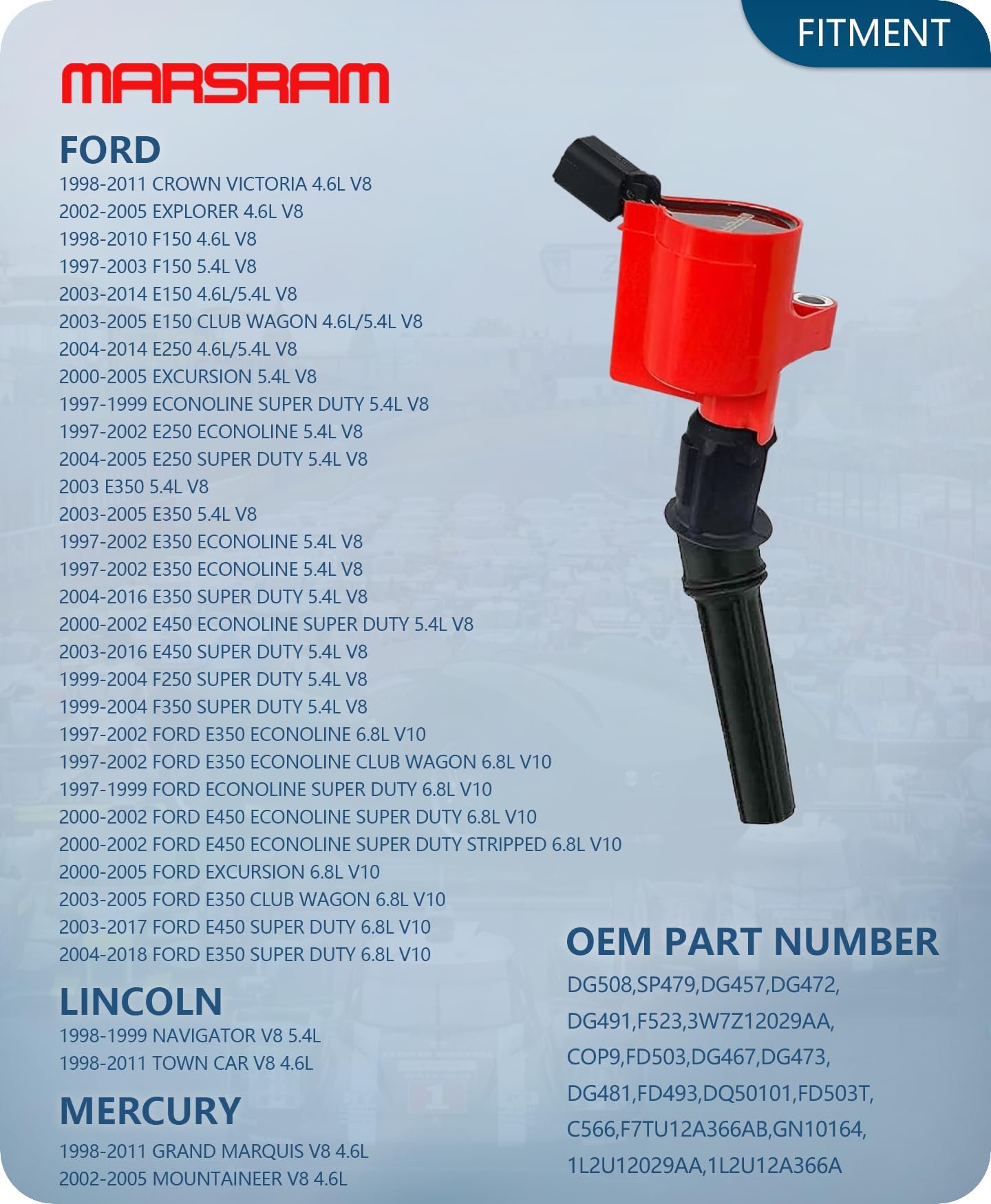 Marsram Ignition Coil Pack Dg508 For 2000 2001 2002 2003 2004 2005 2006 2007 2008 2009 2010 2011 Ford F150 F250 E150 E350 Lincol