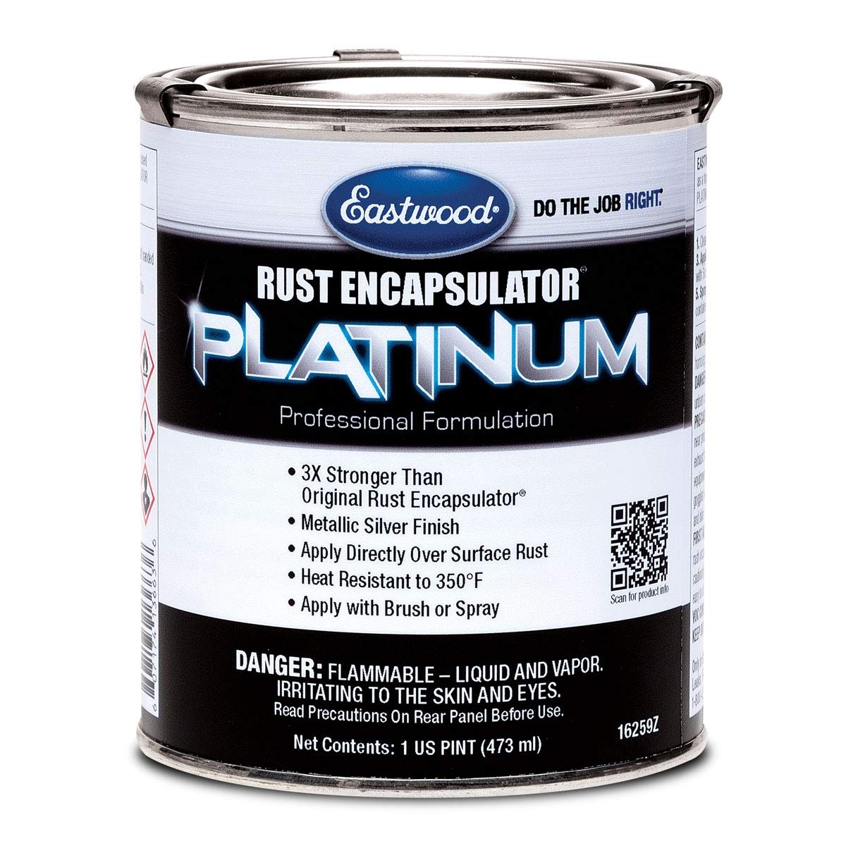 Eastwood Rust Encapsulator Platinum Pint | Uv Resistant Aluminum Finish Rust Preventive Coating | Easy Apply High-Tech Formula Automotive Paint To Stop Rust | Rust Remover For Metal Structures