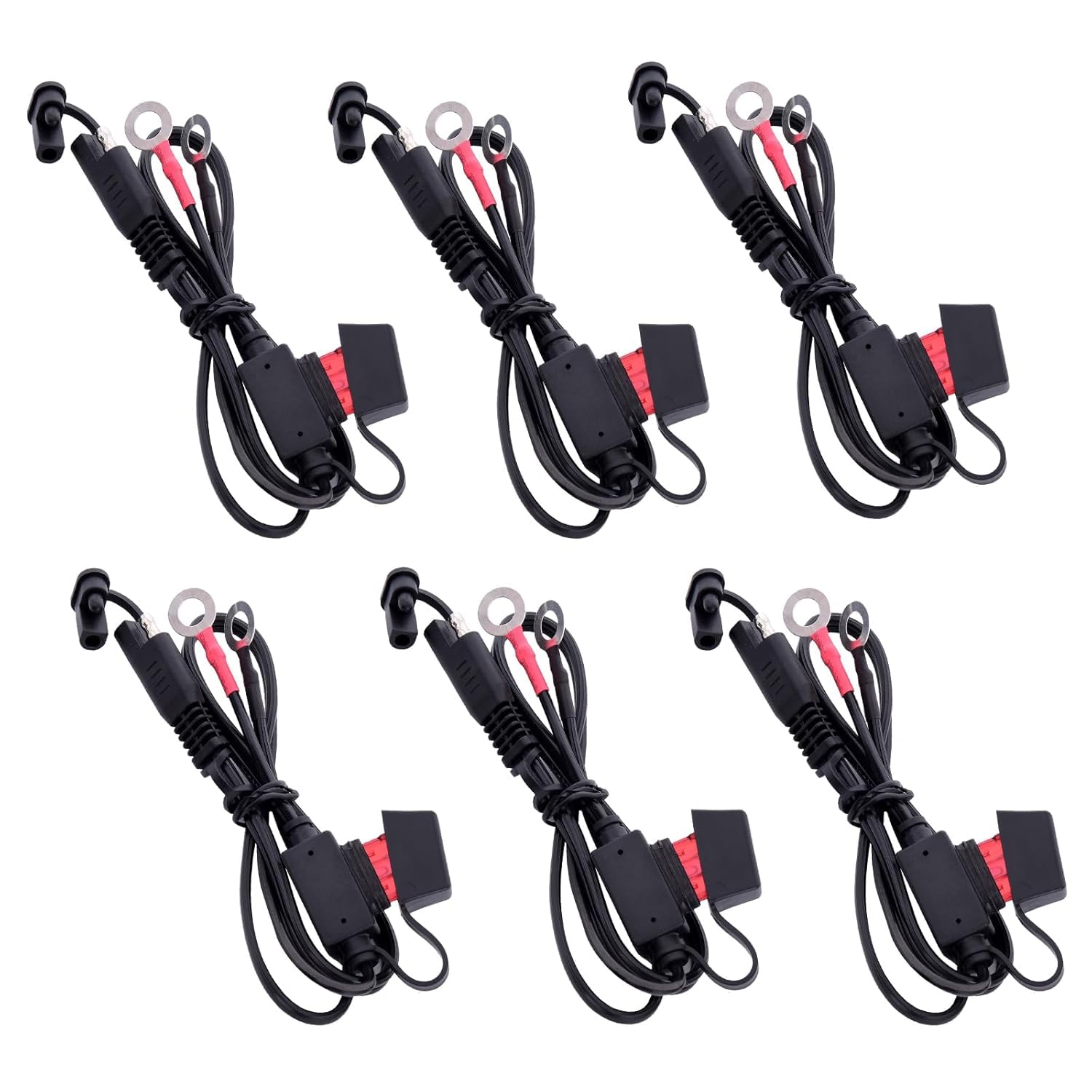 TOPDC 22 10A Fused Ring Terminal 6 PCS Harness Quick Connect Extention Cord for Battery Charger/Maintainer