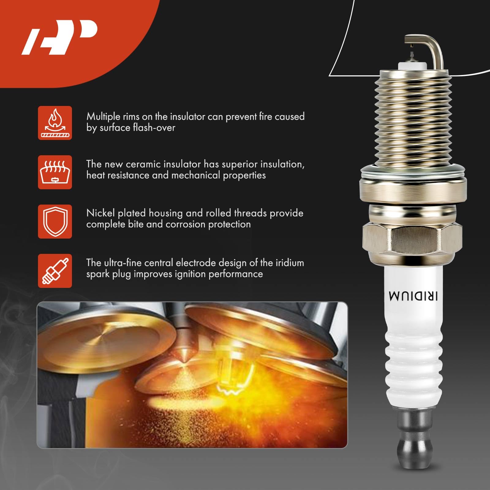 A-Premium (Red) Set Of 8 Ignition Coil Pack And Iridium Spark Plugs Compatible With Toyota Prius 2001-2009, Yaris 2006-2018, Ech