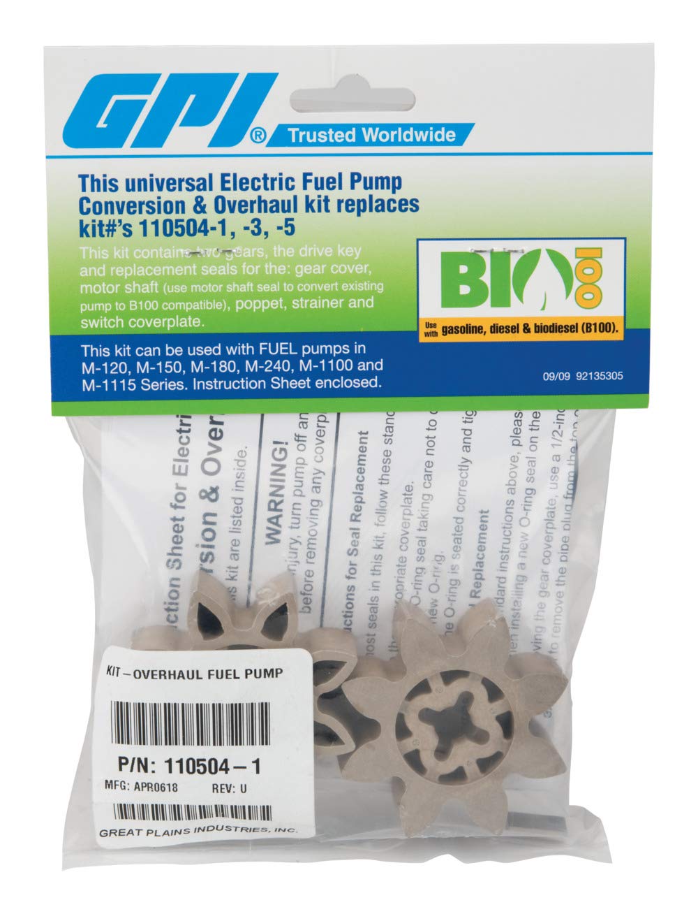 Gpi 110504-1 Conversion And Overhaul Kit For All M-Series Fuel Transfer Pumps