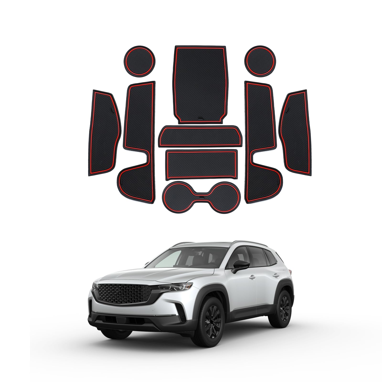 Shaohao For 2024 2025 Mazda Cx-50 Door Slot Mats Anti-Dust Car Slot Mats Fit For 2023 2024 2025 Mazda Cx-50 Cx 50 Accessories Center Console Liners Mat 2024 2025 Cx50 Cup Holder Inserts Non-Slip Pads