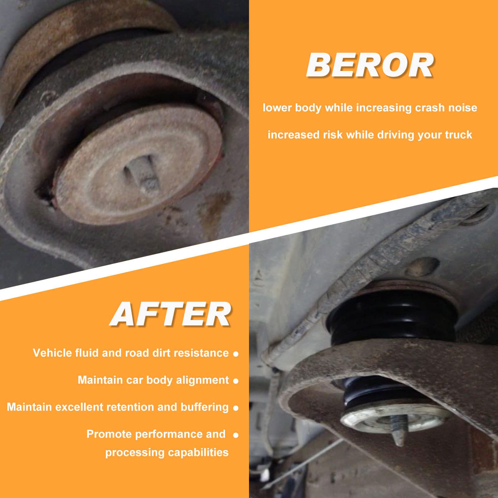 Body Mount Bushing KF04060BK Compatible with Ford F250 F350 2008-2016 Super Duty 2WD 4WD,Polyurethane Cab & Body Mount Steel Sle