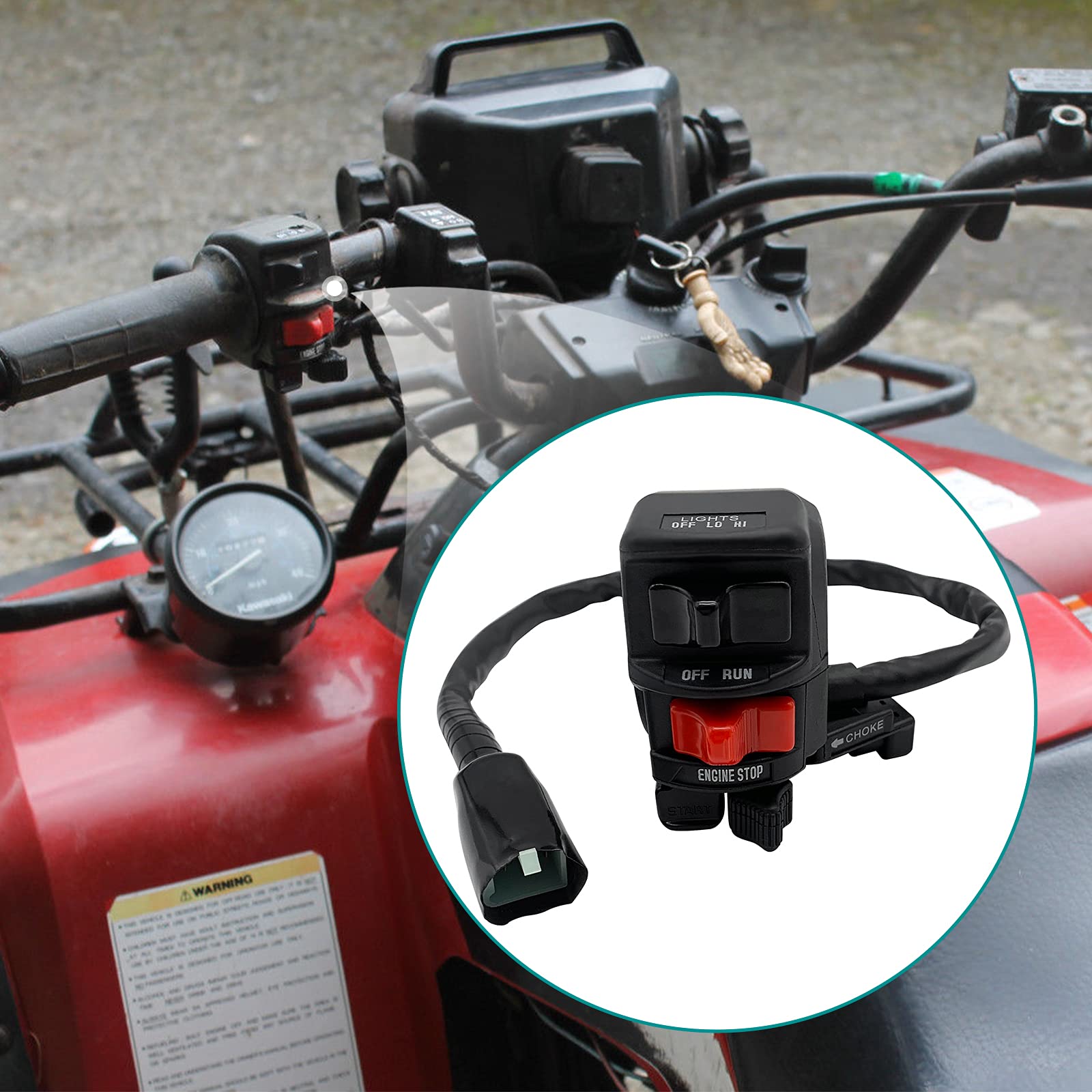 Handlebar Switch Engine Start Stop Run Off Headlight for Kawasaki Bayou 300 KLF300 Bayou 400 KLF400 Lakota 300 KEF300 Prairie 40