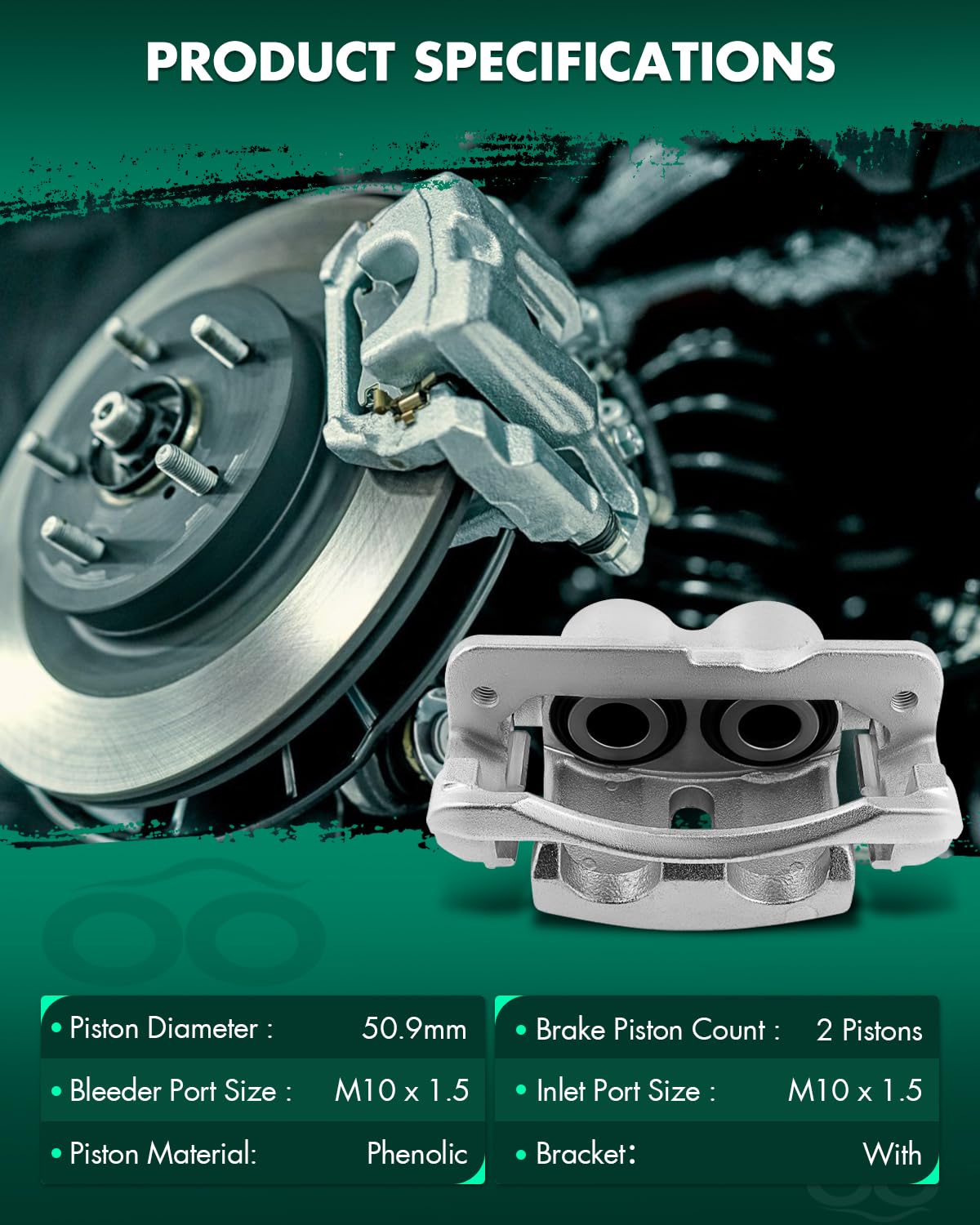 Scitoo 18-B4729 Front Left Brake Caliper W/Bracket For Cadillac For Escalade Esv/For Escalade Ext,For Chevy For Silverado 3500 H