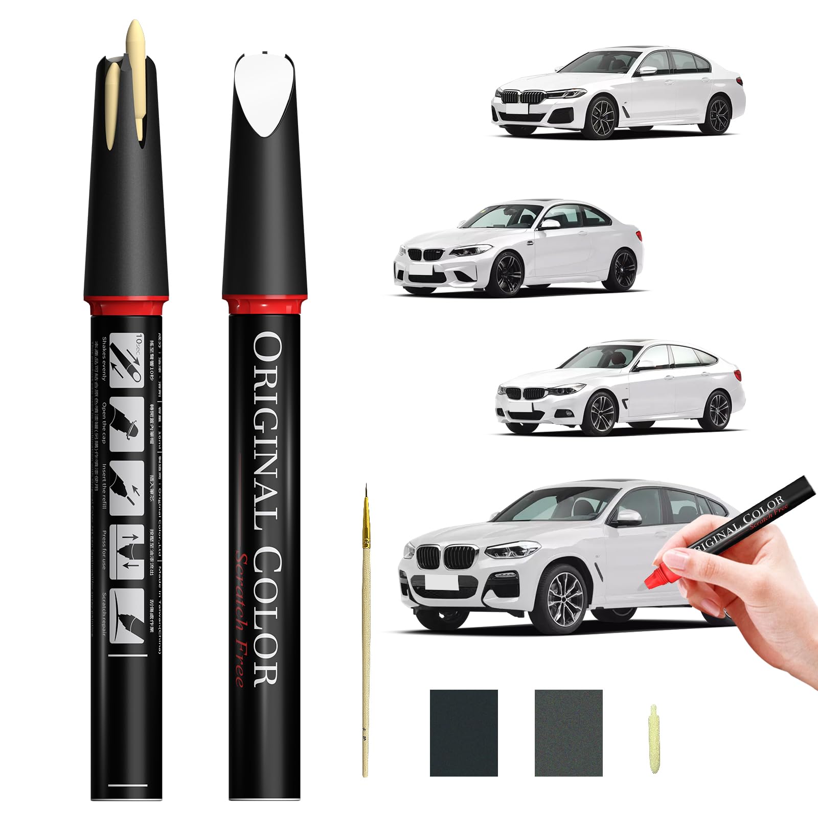 Carhoo X03 Ruby Black Compatible With BMW Exact Match Touch Up Paint Pen, Car Scratch Remover for Nicks and Chips Repair - 0.56 