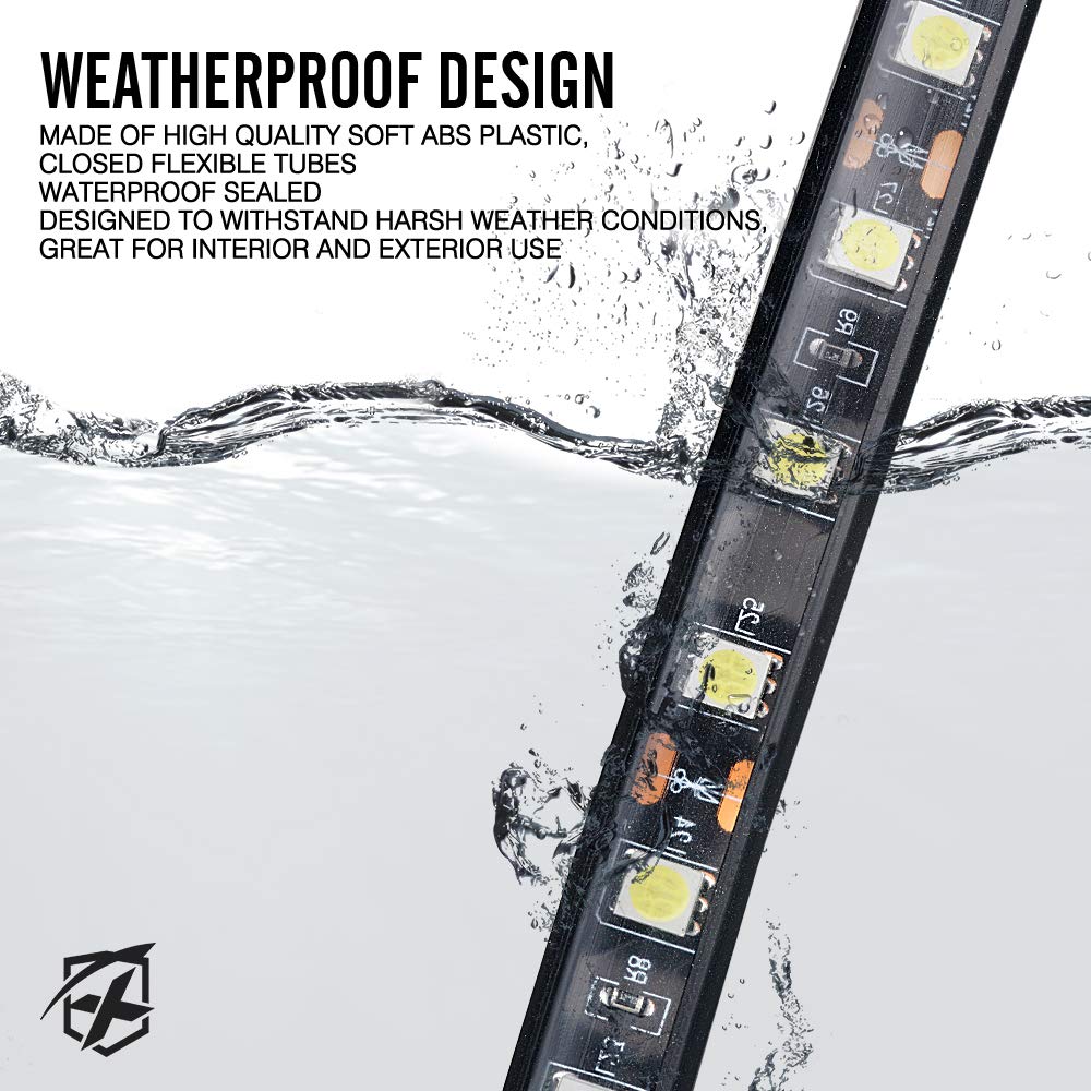 Xprite 3Pcs 60'' Inch White Led Truck Bed Lights Strip Kit, Pickup Under Body Bed Decoration Lighting Bar For Cargo Trucks Vans