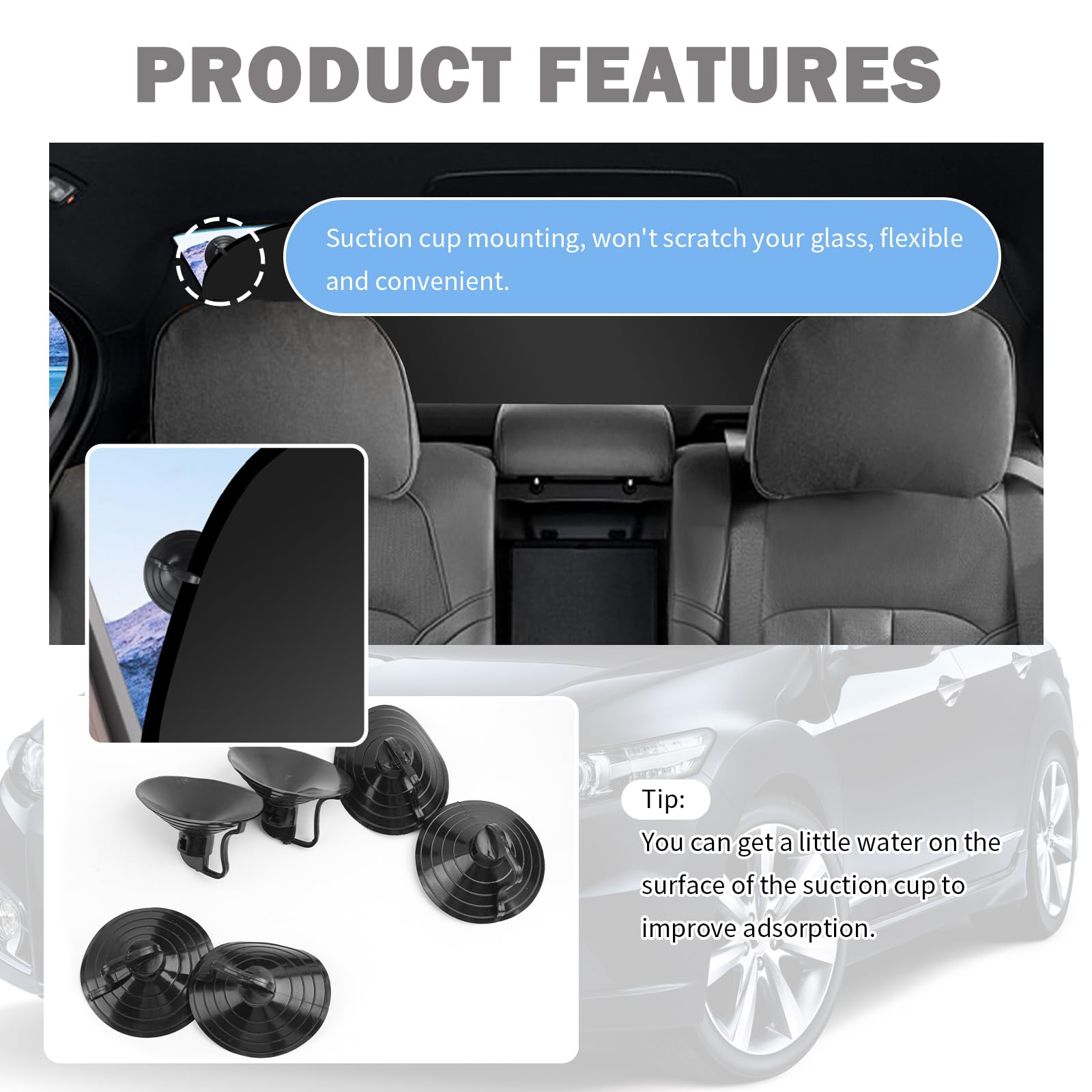 39.37x19.76 Car Rear Window Sun Shade,Foldable Car Window Shades with 6 Suction Cups for Blocking Sunlight,210T Titanium Silver
