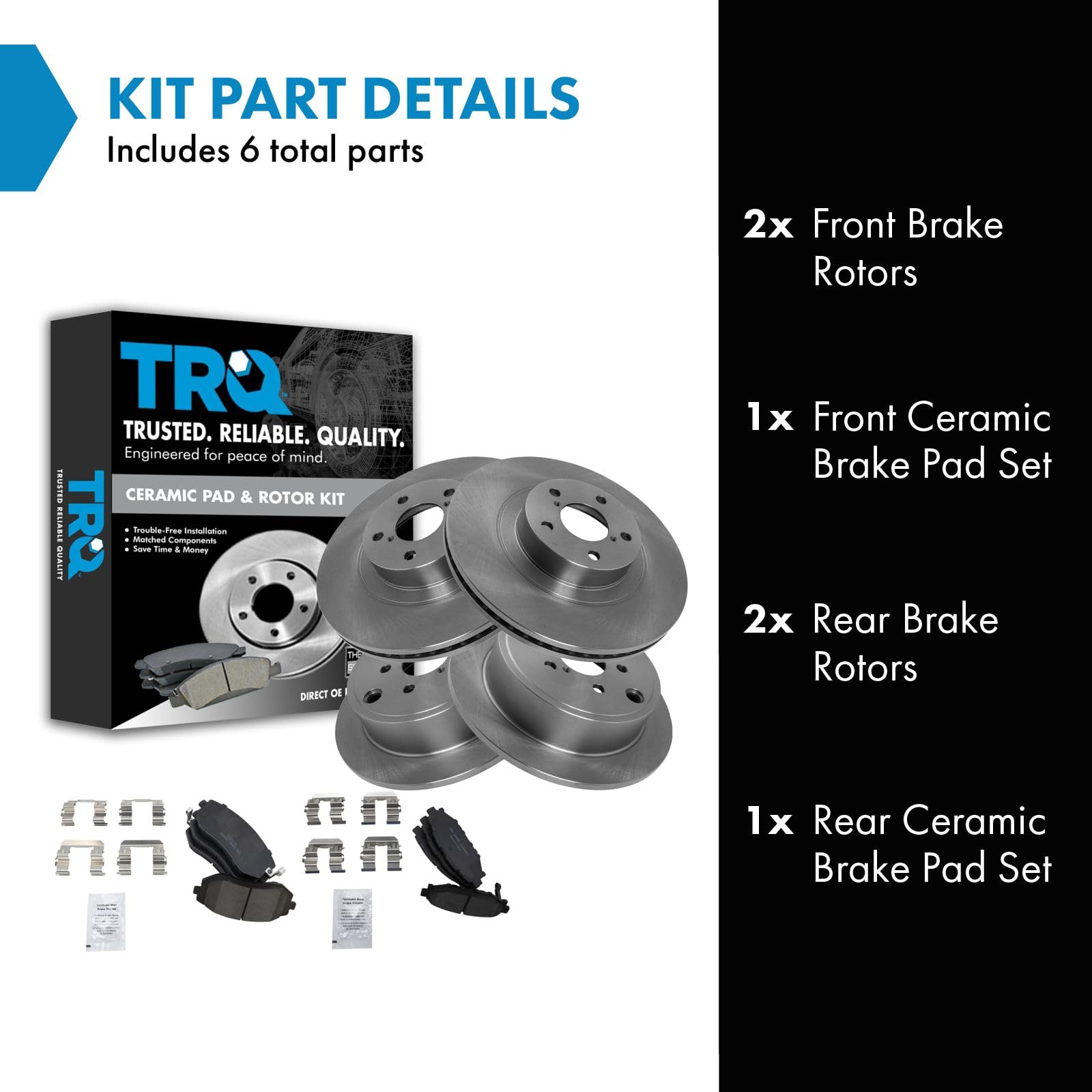 Trq Front And Rear Brake Pad & Rotor Kit Brake Pads Brake Rotor Ceramic Compatible With 2009-2010 Subaru Forester 2008-2010 Impr