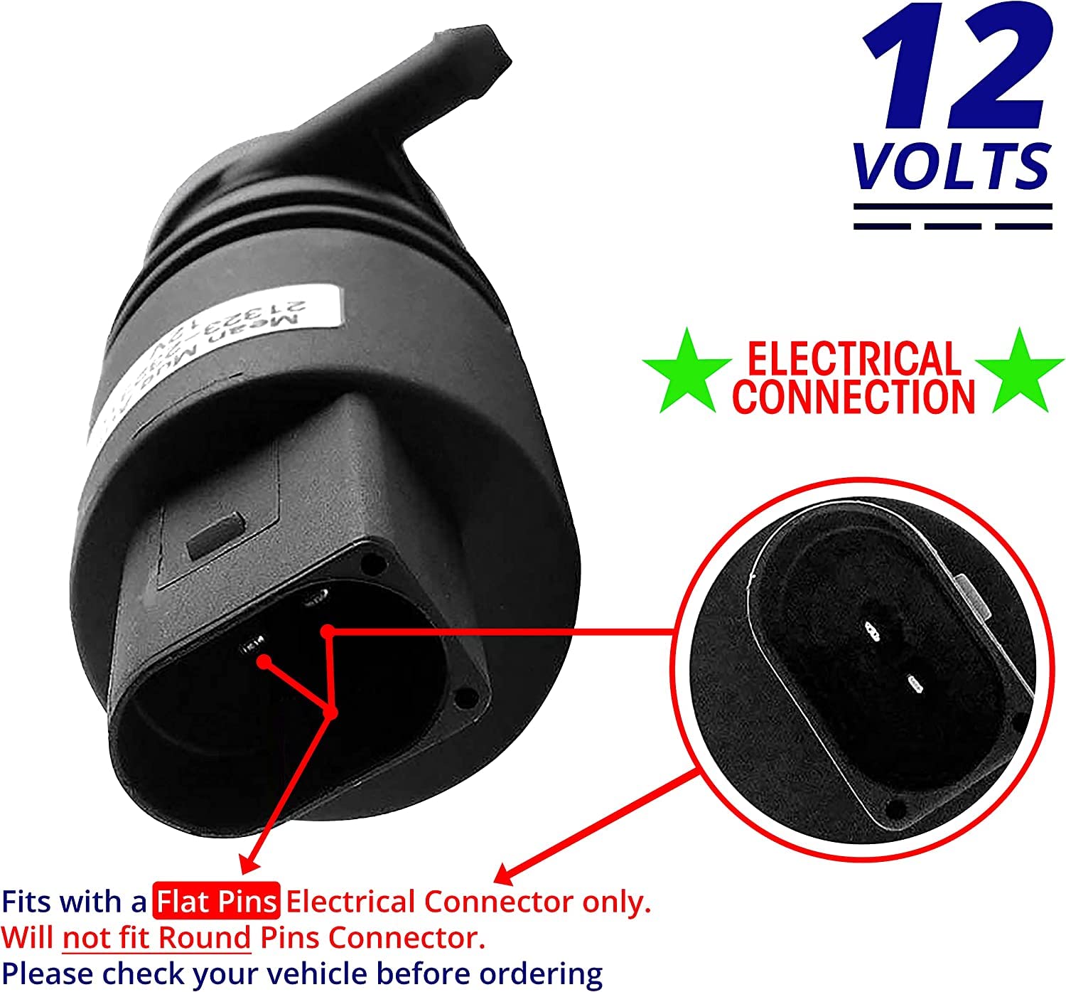 Mean Mug Auto 16212-21616A Windshield Washer Pump with Universal 5 Pcs Pry Tools Kit- Compatible with BMW, Audi, Mercedes-Benz - Replaces OEM #: 67128362154, 67128377612