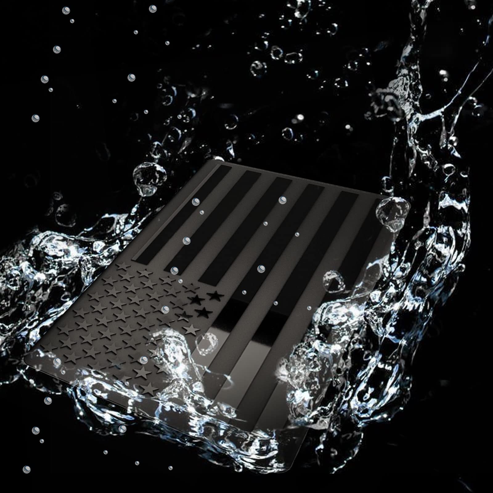 Embossed 3D Metal All Black American Flag Emblem Decal Stickers (3 Pack), Matte Black 5'' X 3'' Patriotic Usa Us Flag Car Decals