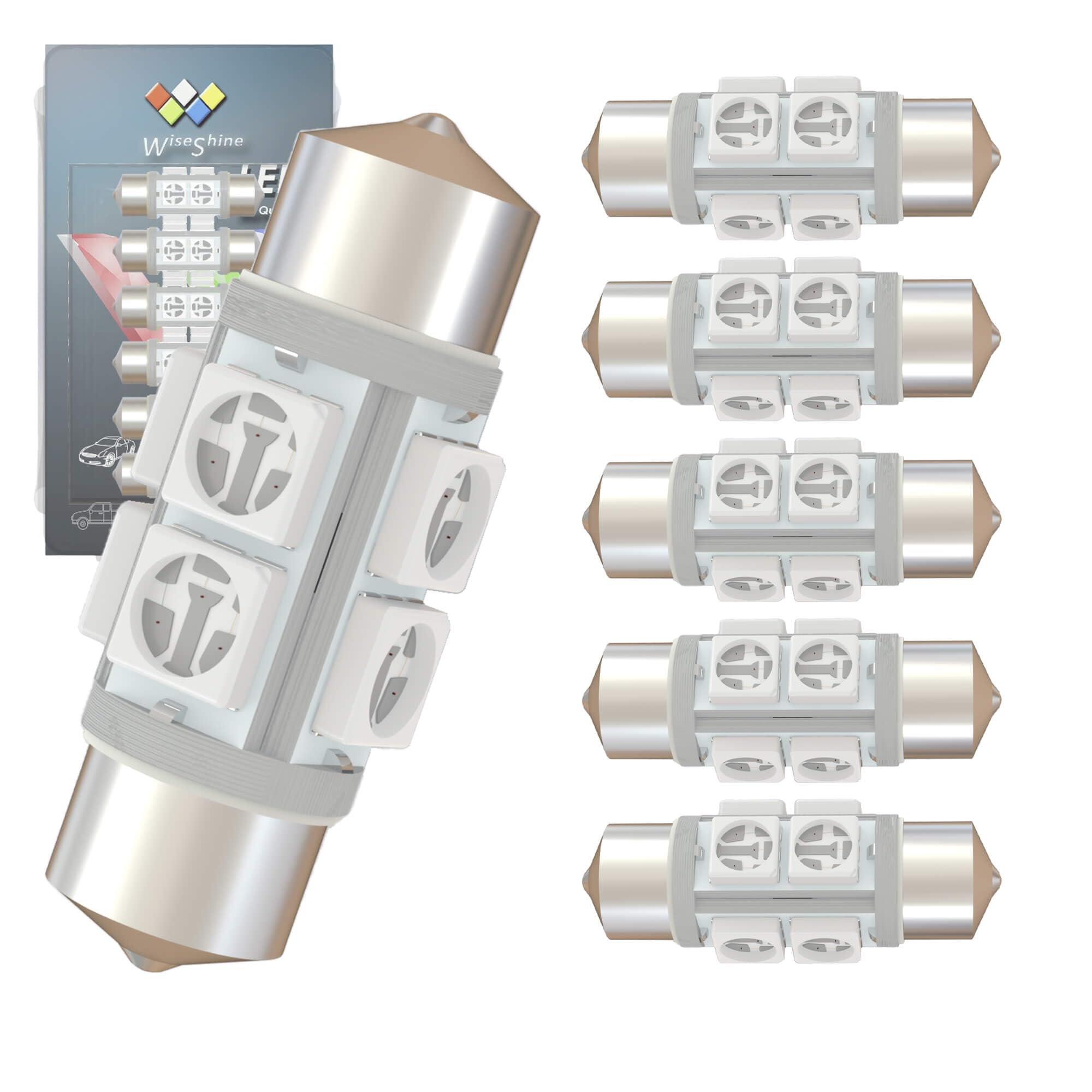 Wiseshine DC 24V 38mm 6418 Festoon LED Car Bulb Red 6411 DE3423 LED Bulbs for Marine Boat Interior Door Cargo Lights (Pack 6)