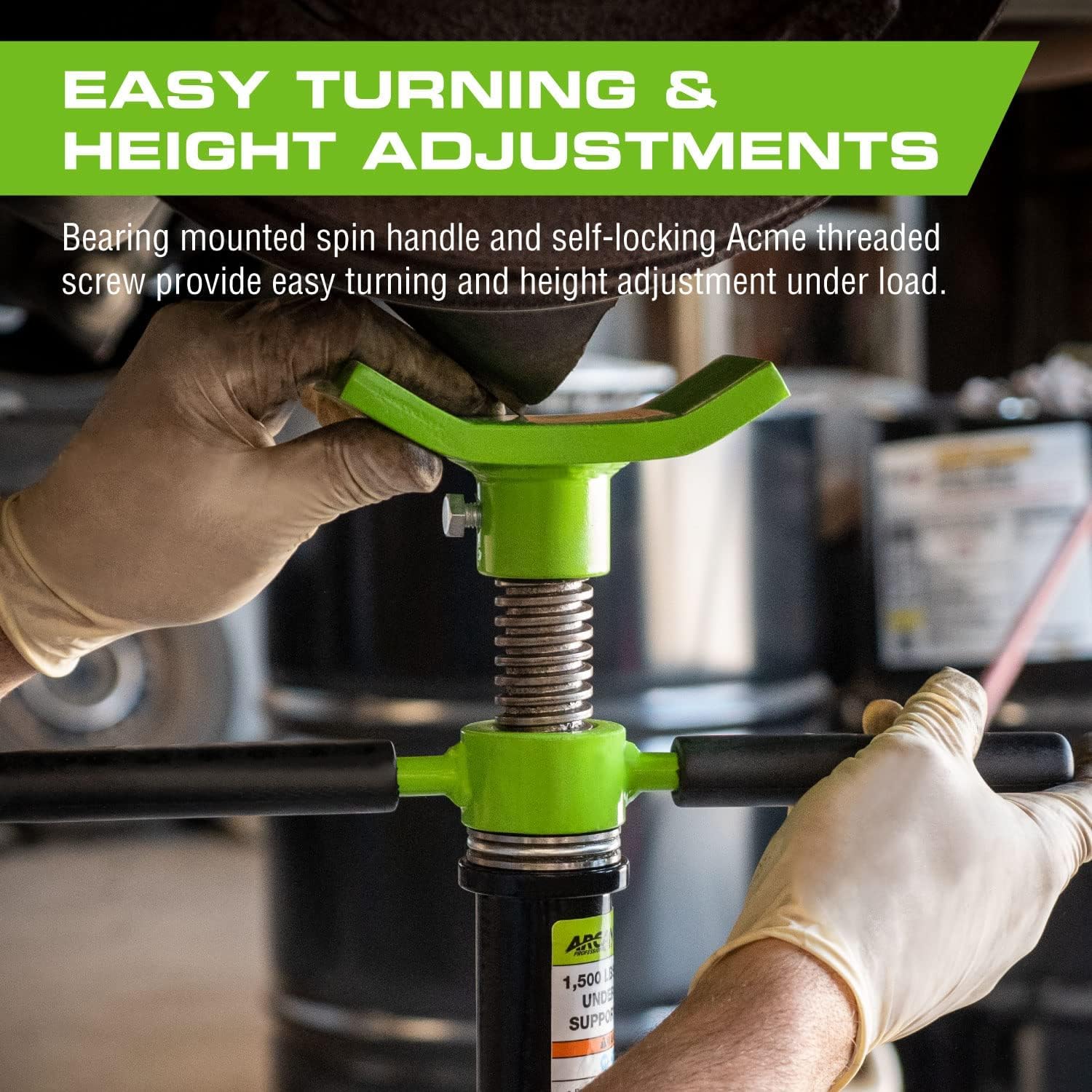 Arcan 1,500 Lb Underhoist Support Stand, Short Style, 48-76 Inch Height Range, Self-Locking Screw, Heavy-Duty Base, Alss15S