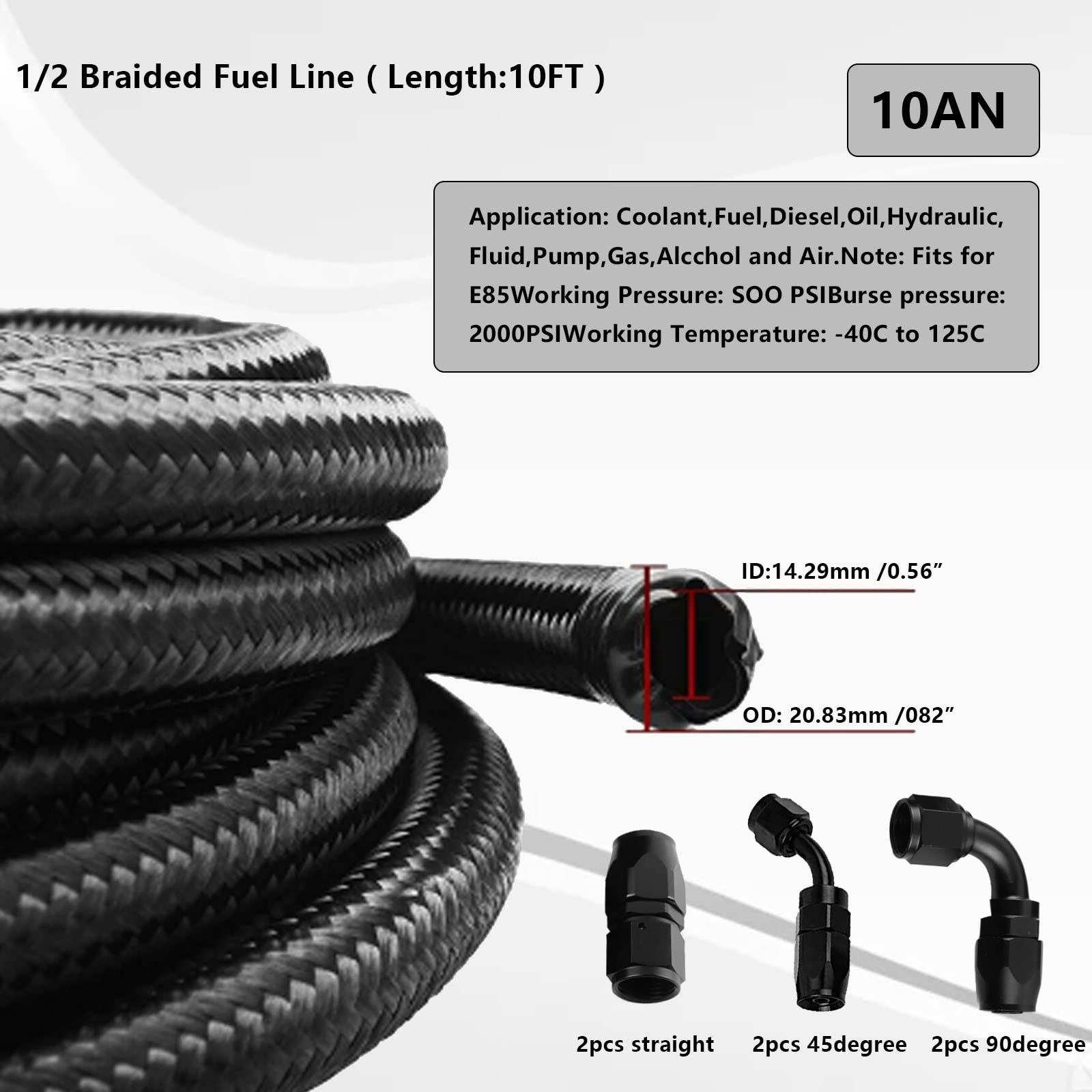 Bagaraatan 10An Baffled Oil Catch Can Breather Can With Drain Valve 750Ml Bundle And 10Ft 10An 5/8'' Fuel Line Fitting Kit Nylon