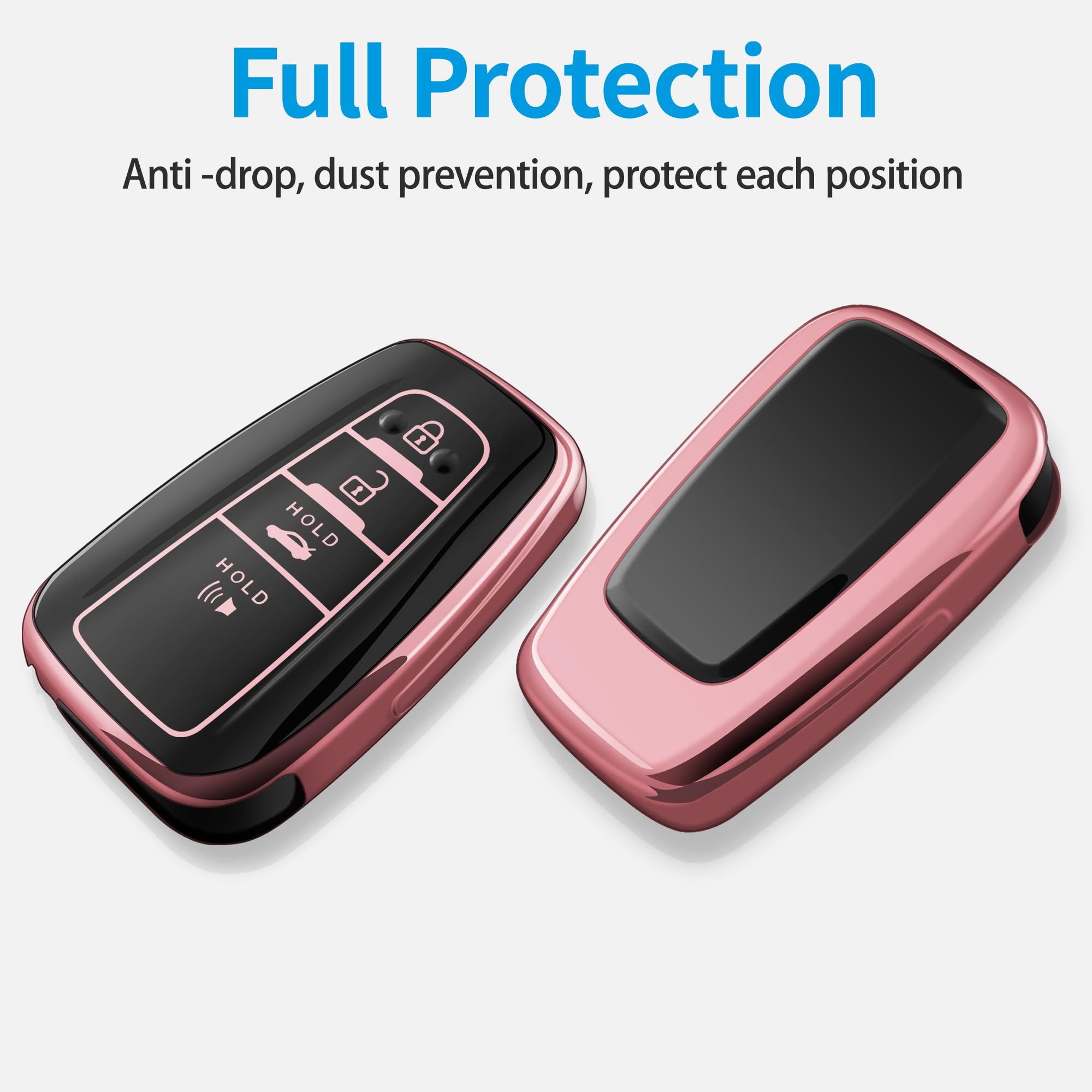 Autophone Compatible With Toyota Key Fob Cover With Keychain Fit For 2020-2022 Highlander Prius Corolla 2018-2024 Camry Rav4 Avalon C-Hr Gt86 (Pink)