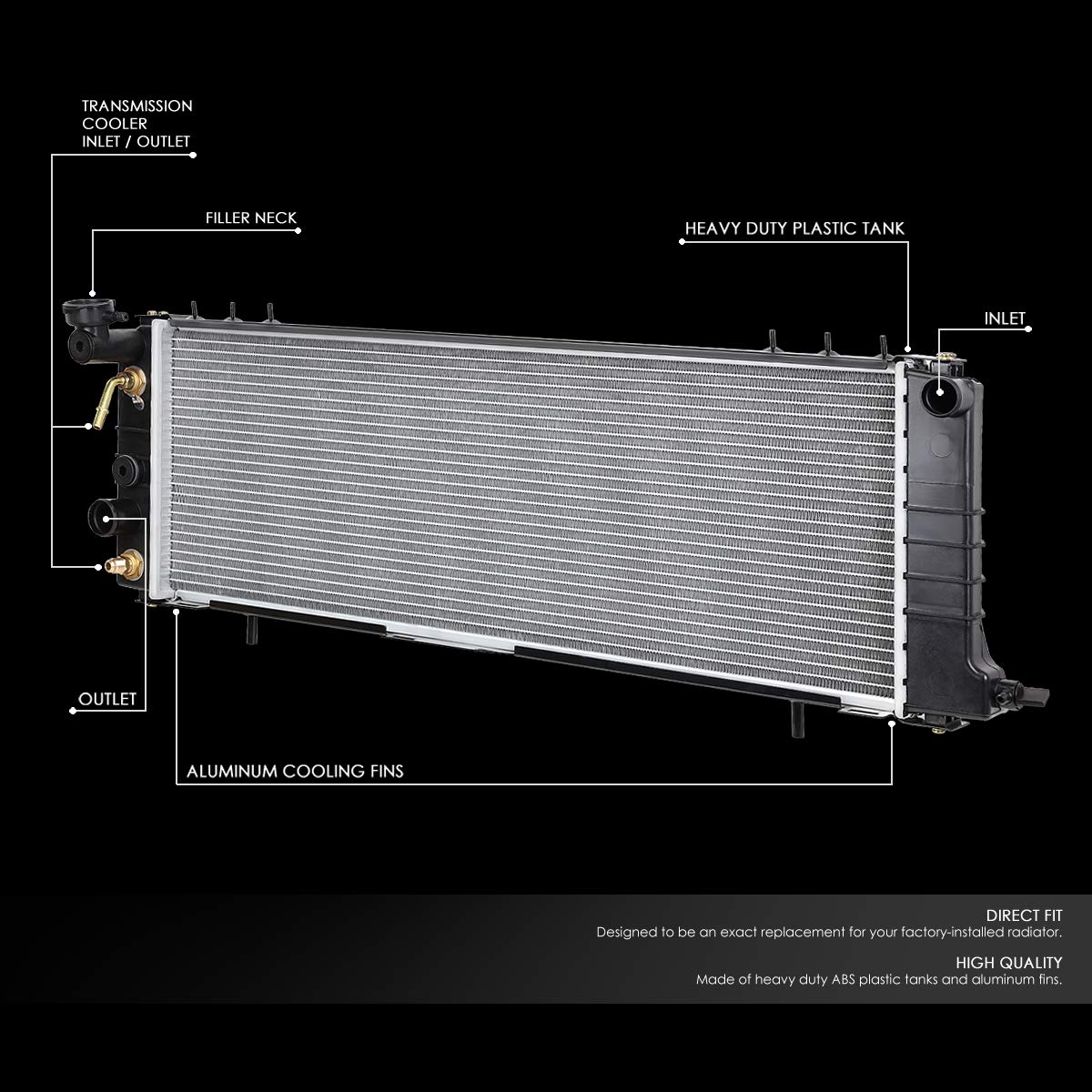 Dna Motoring Dpi 1193 1-Row Aluminum Core Radiator Compatible With 91-01 Cherokee/91-92 Comanche At, Cu1193 8011193 2671 5202813