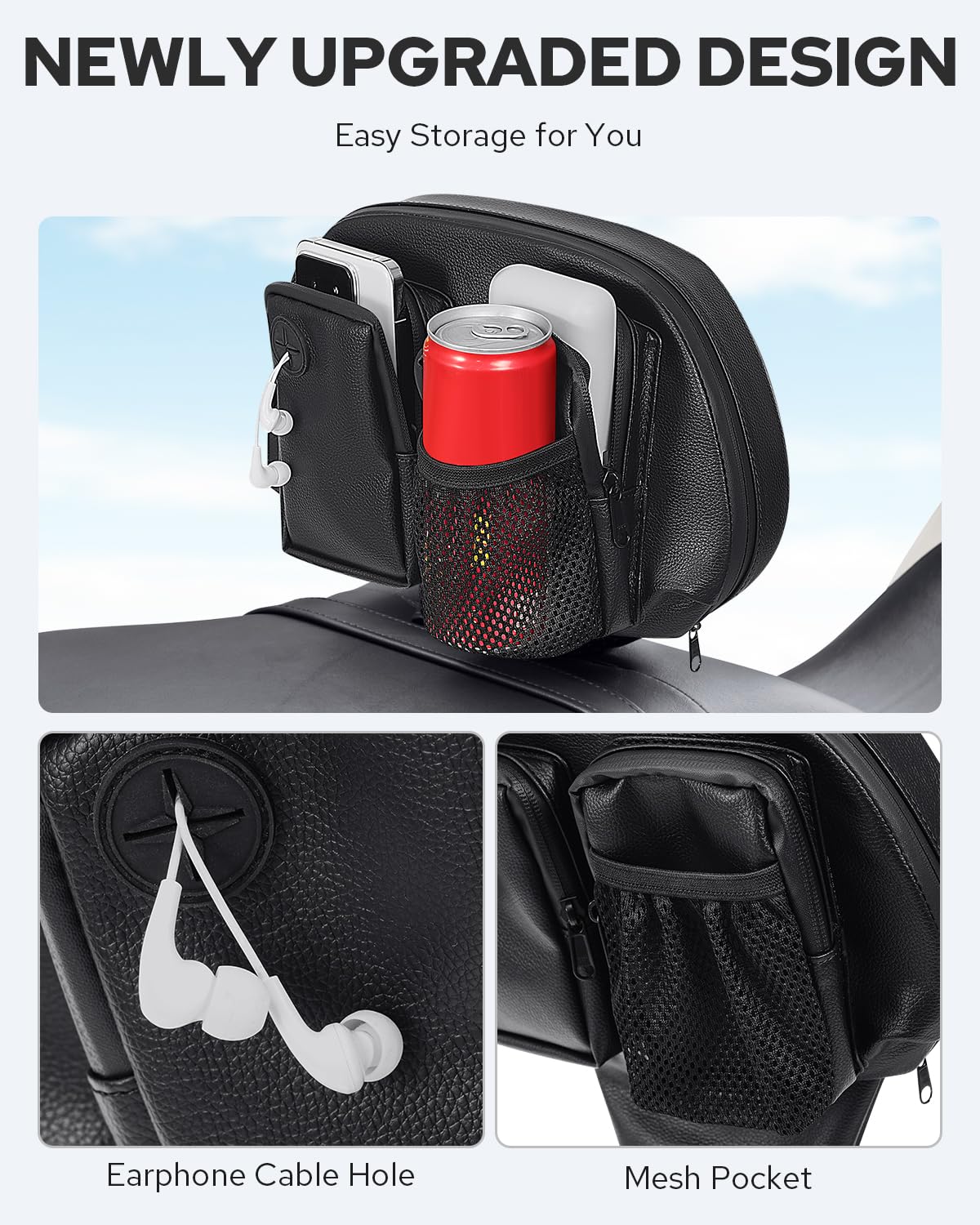 Benlari Driver Rider Backrest, Adjustable Detachable Plug-in Rider Back Rest Pad Fit for Harley Davidson Touring Street Glide El