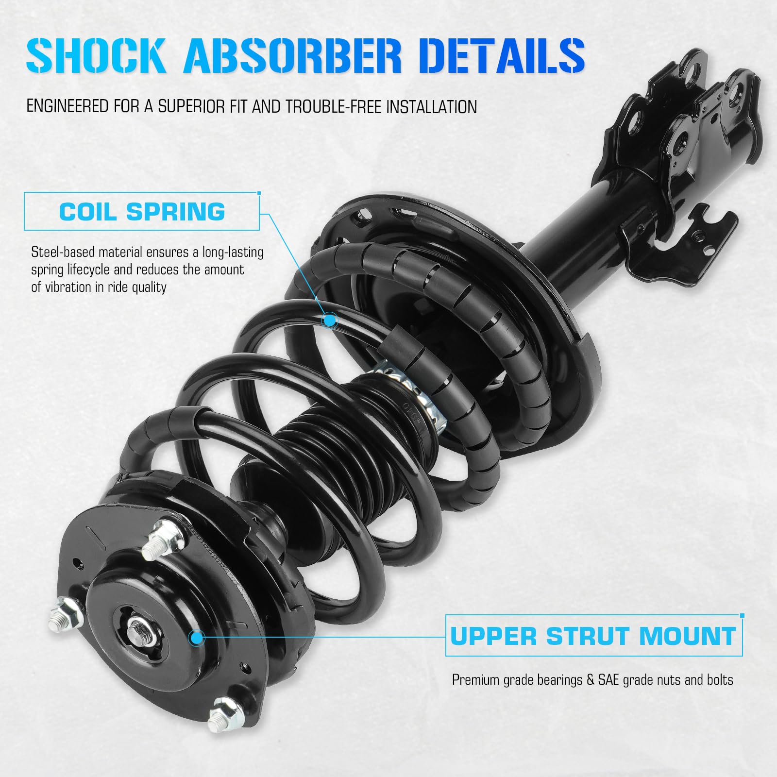 Front & Rear Struts w/Coil Springs for 2007 2008 2009 2010 2011 Toyota Camry 2.4L 2.5L (Exc. SE), Shock Absorbers Replace for 17
