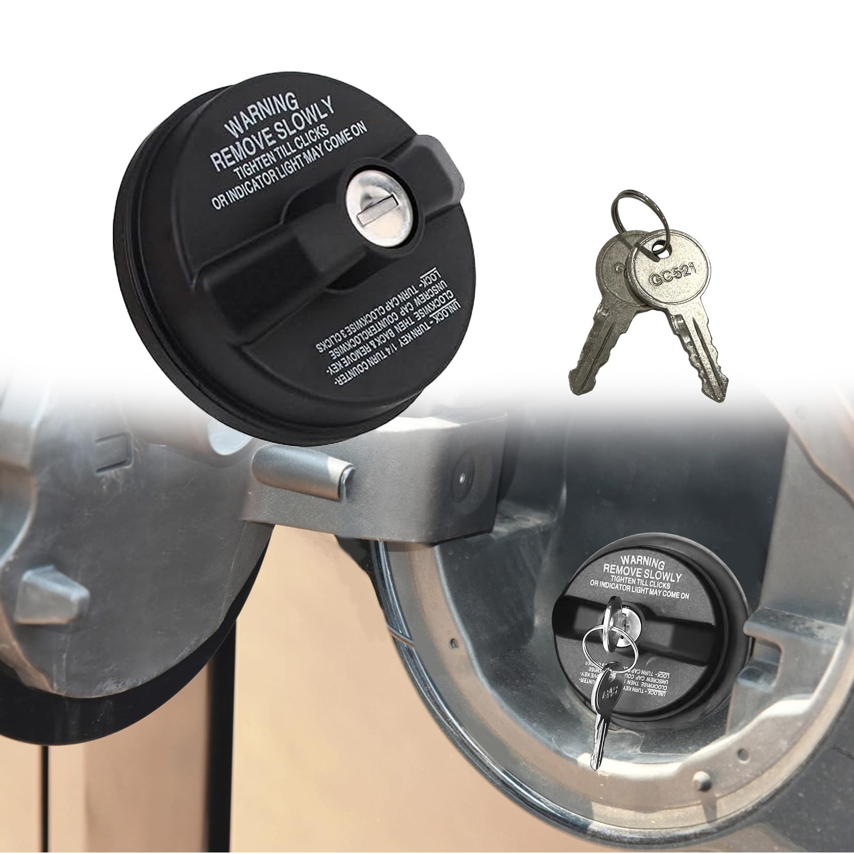 Gas Cap Fuel Cap, Locking Fuel Cap, Locking Fuel Tank Gas Cap 77300-47020, Locking Gas Cap With 2 Keys Suitable For Chevy Silverado Avalanche Camaro Toyota 4Runner Camry Corolla