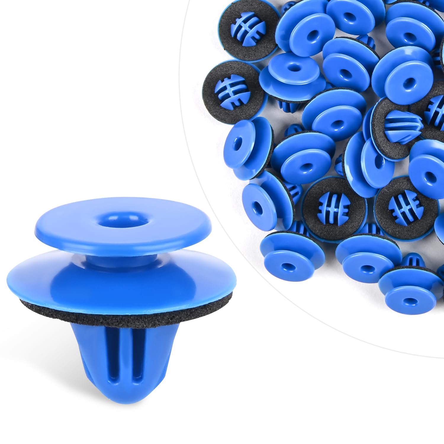 Gooacc 50Pcs Blue Nylon Wheel Arch Opening Moulding Exterior-Wheel Fender Flare Moulding Clips Retainers With Sealer Compatible