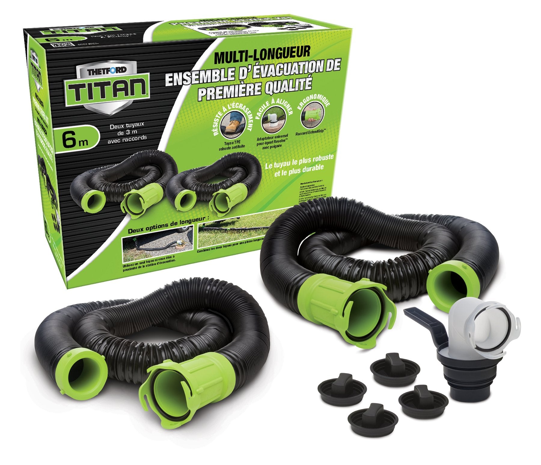 Thetford 17903 Titan 20 Feet Premium Rv Sewer Hose Kit Bilingual , Black