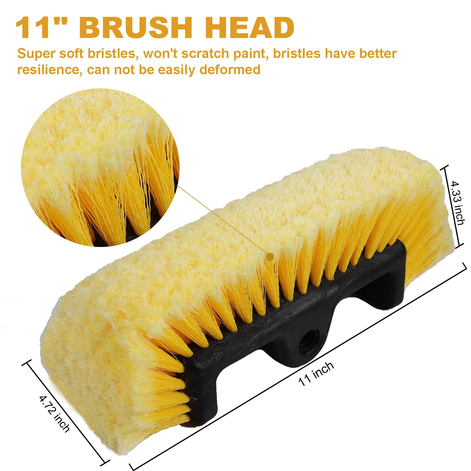 Navapal Car Wash Brush With Long Handle For Car Truck Boat Washing (Yellow, 69 Inch)