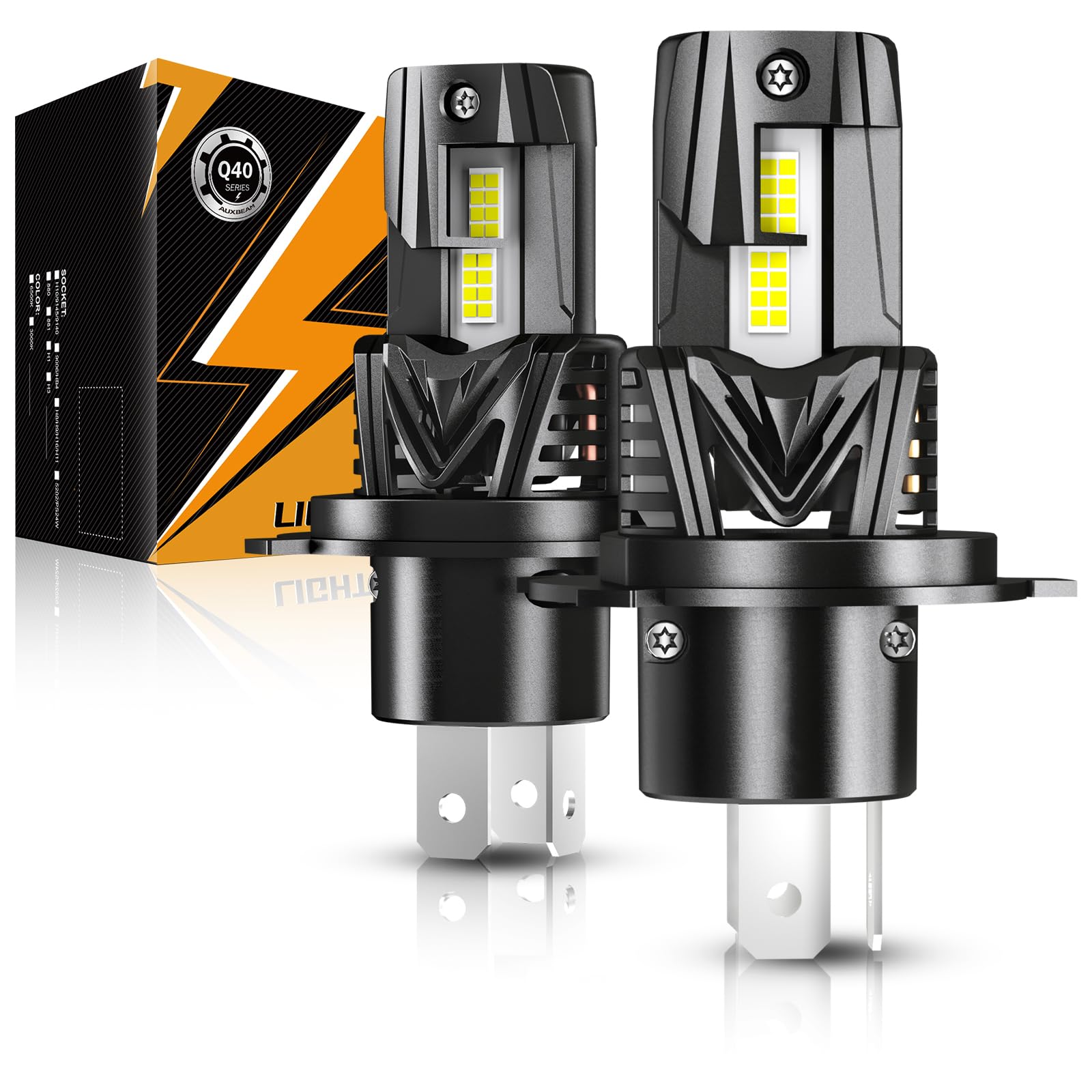 Auxbeam H4 9003 Fog Light, 6500K 120W 30000Lm 800% Brighter, Wireless H4 Powersports Light For Utv Atv Offroad Vehicles, Plug An