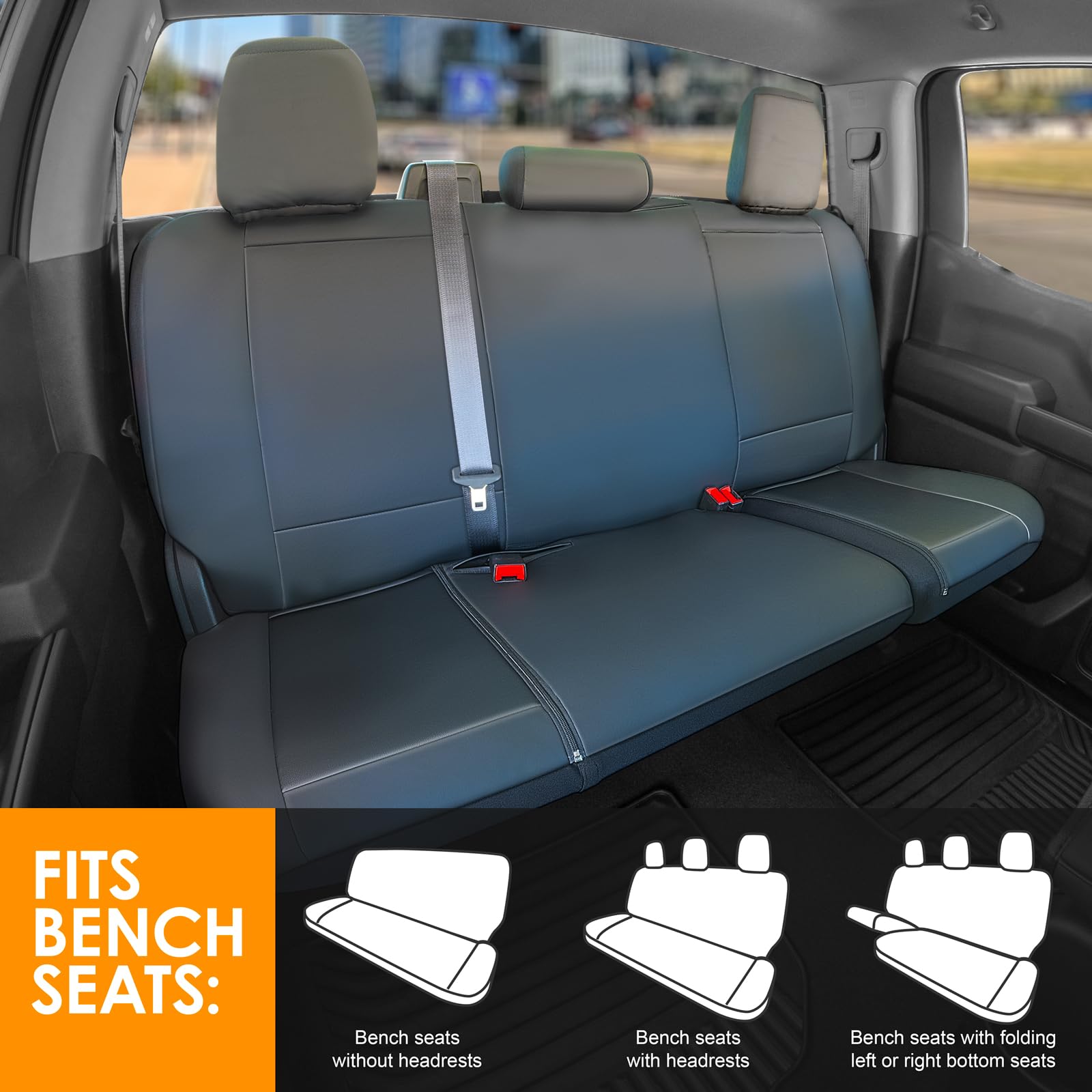 LPI Truck Bench Seat Cover Fits All Full-Size Silverado F-150 Ram Sierra Titan Tundra Pickup Trucks; Folding Bench or Standard B