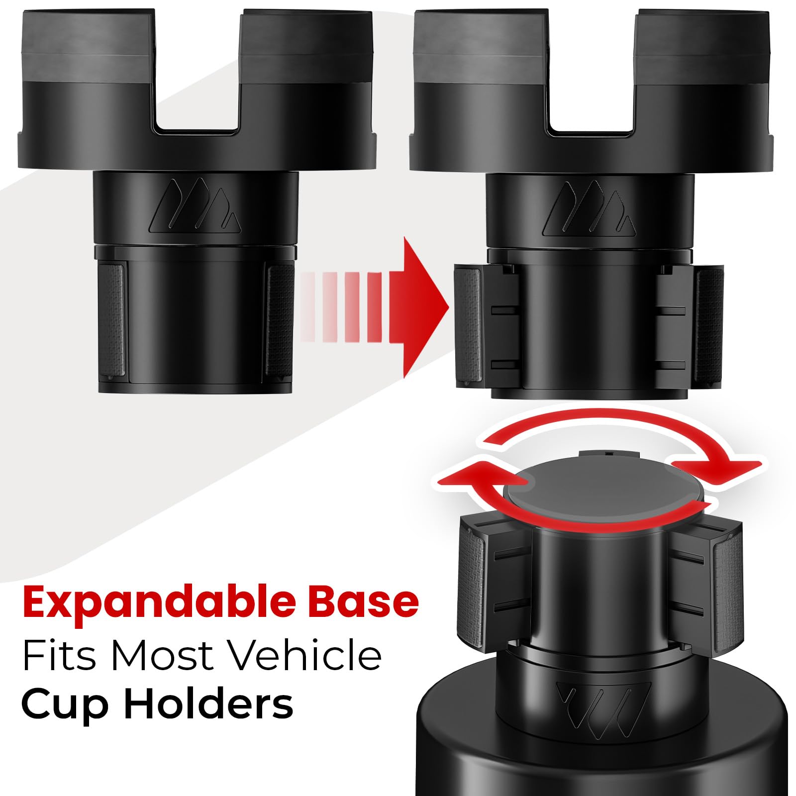 Integral Expandable Mug Holder - YETI 14oz Rambler Cup Holder - Car Cup Holder Expander With Adjustable Base - Rubber Tabs Hold