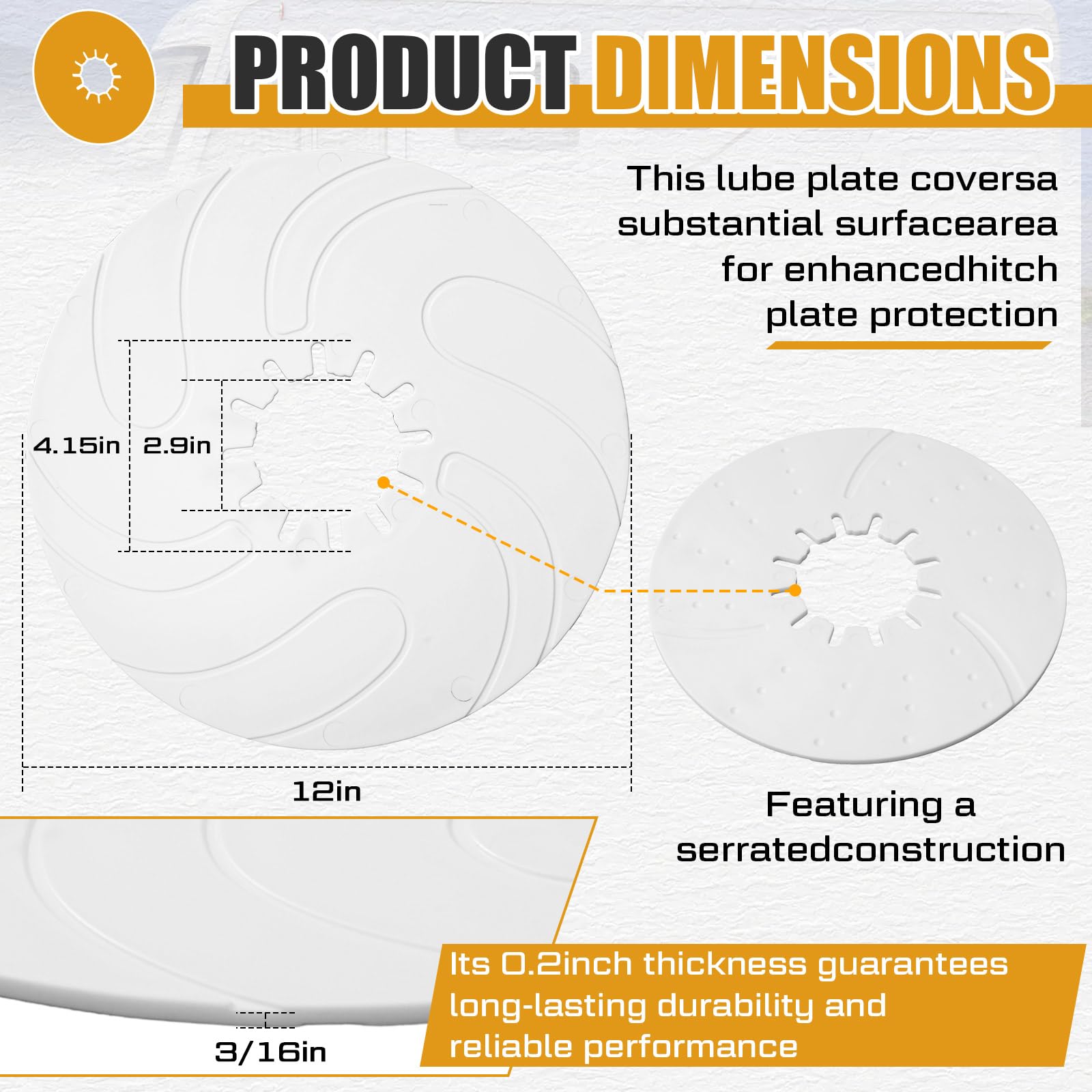 Threlaco 2 Pack 5Th Wheel Hitch Lube Plate 12 Inch Rv Camper Trailer Fifth Wheel Plate Disc Accessories For Trailer Safety Kit,
