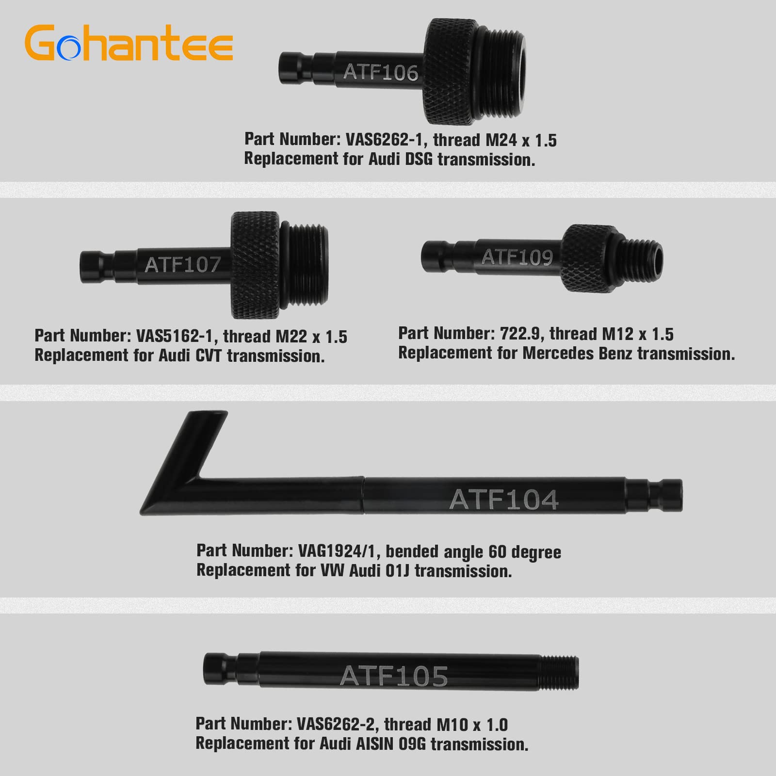 Automatic Transmission Fluid Oil Filling Filler Adapter Manual Filler Kit Include Metal Dispenser With Shut Off Valve, Replacement For Audi 09G 01J 722.9 Cvt Dsg Atf Benz 722.9