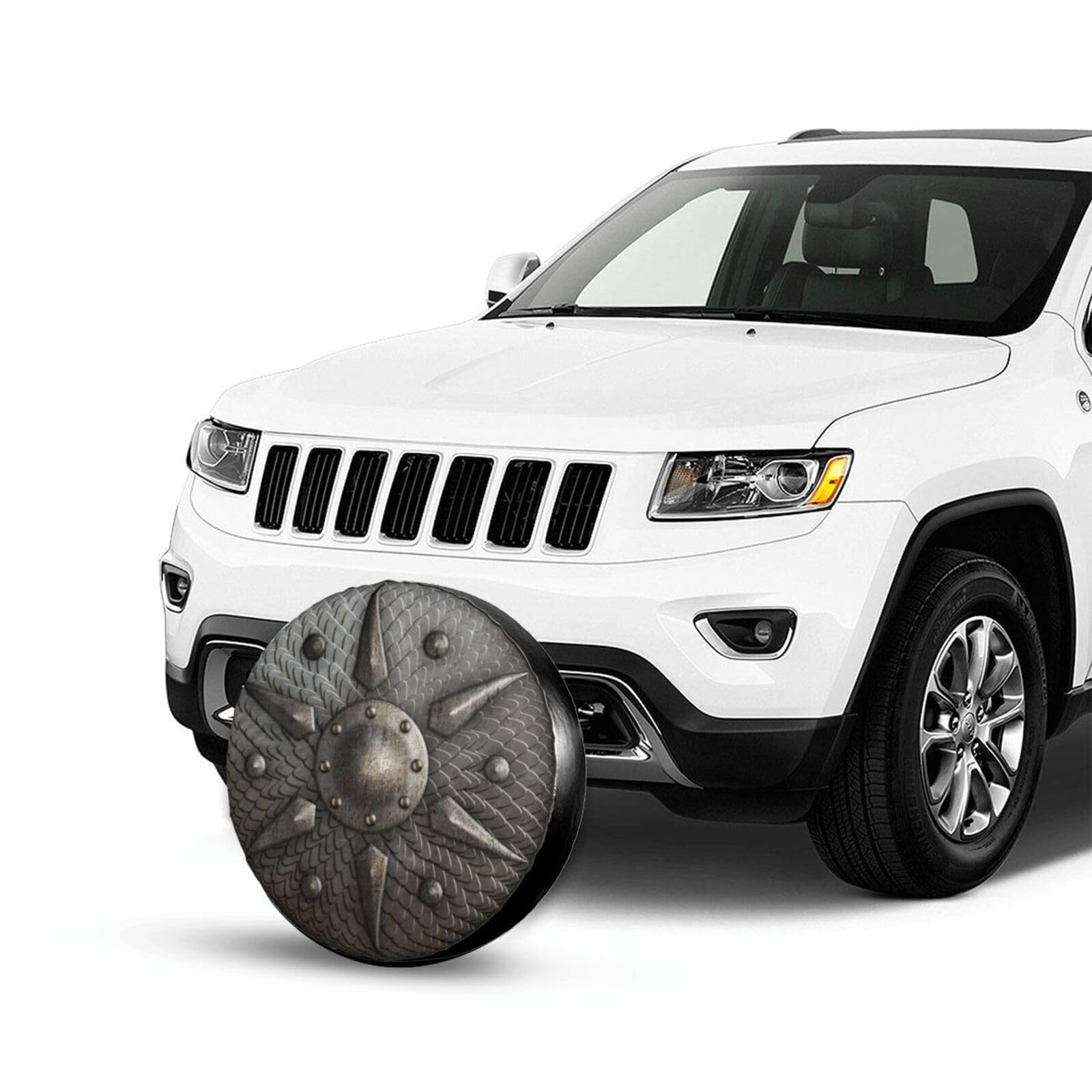 Round Metal Shield Viking Spare Tire Cover Retro Medieval Tire Wheel Covers Weatherproof Wheel Tire Protector Waterproof Tyre Co