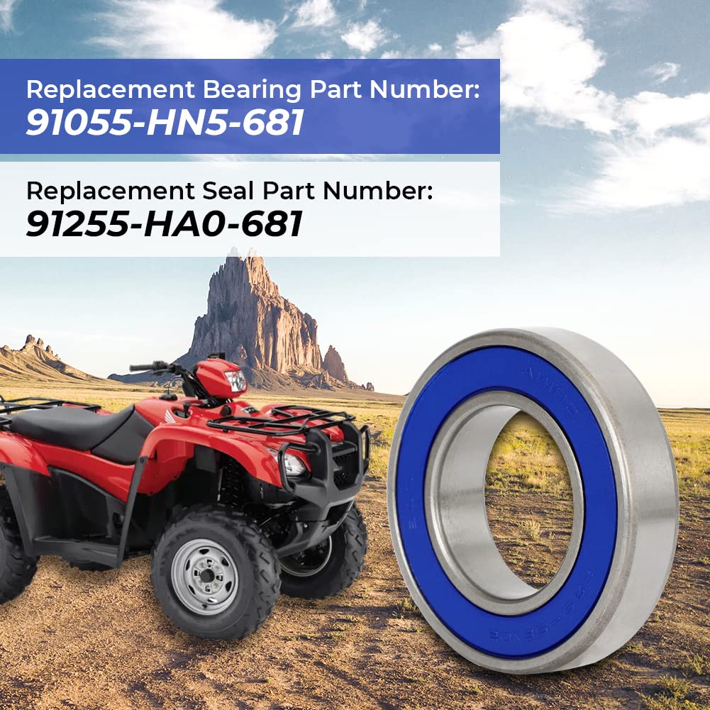 Autovic Rear Axle Wheel Hub Housing Bearing Seal Kit For Honda Atv Foreman 400 450 500 Rubicon 500 Rancher 350 400 420 Replace 91055-Hn5-681 & 91255-Ha0-681