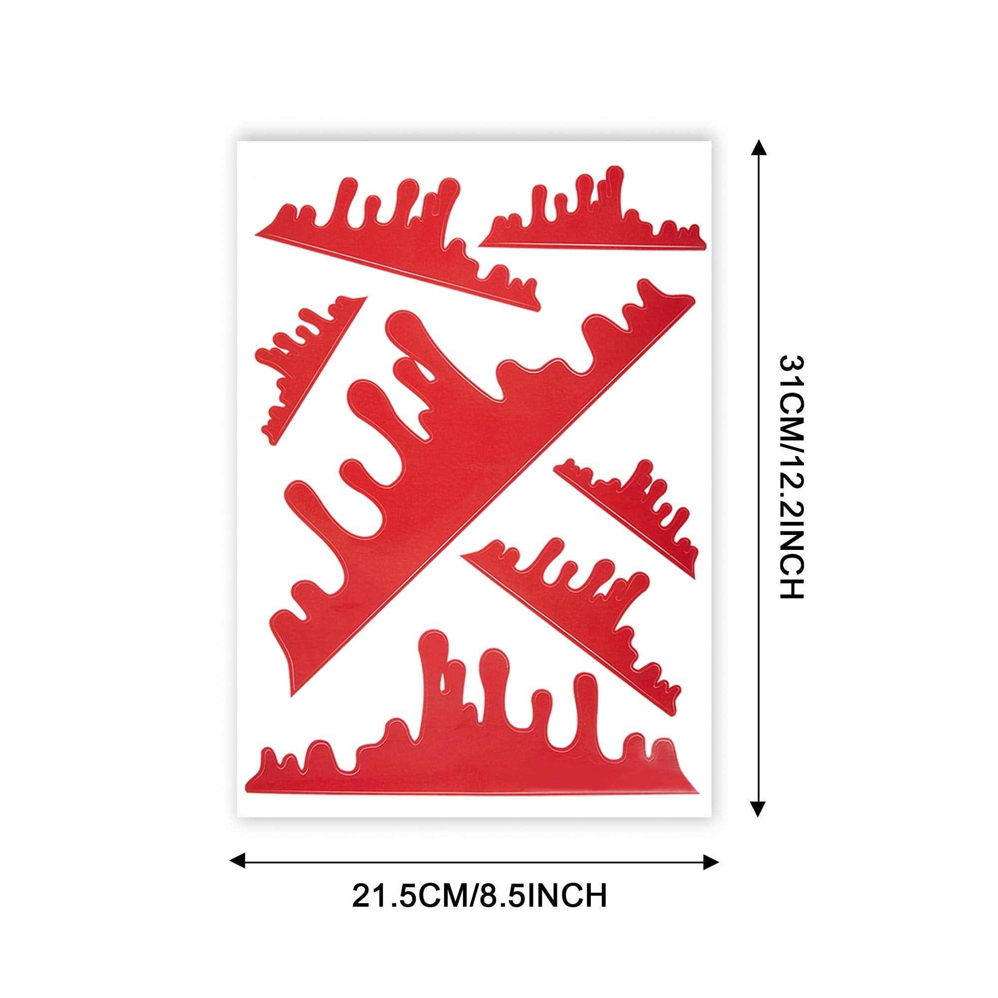 Tomall 2 Sheets (14Pcs) Red Blood Stickers For Car Funny Halloween Theme Bleeding Decals For Car Self-Adhesive Stickers For Car