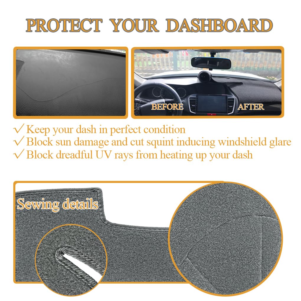 Yiz Dashboard Mat Dash Cover Custom Fit For 2015-2020 Chevy Chevrolet Tahoe Suburban/Gmc Yukon Without Forward Collision Alert,