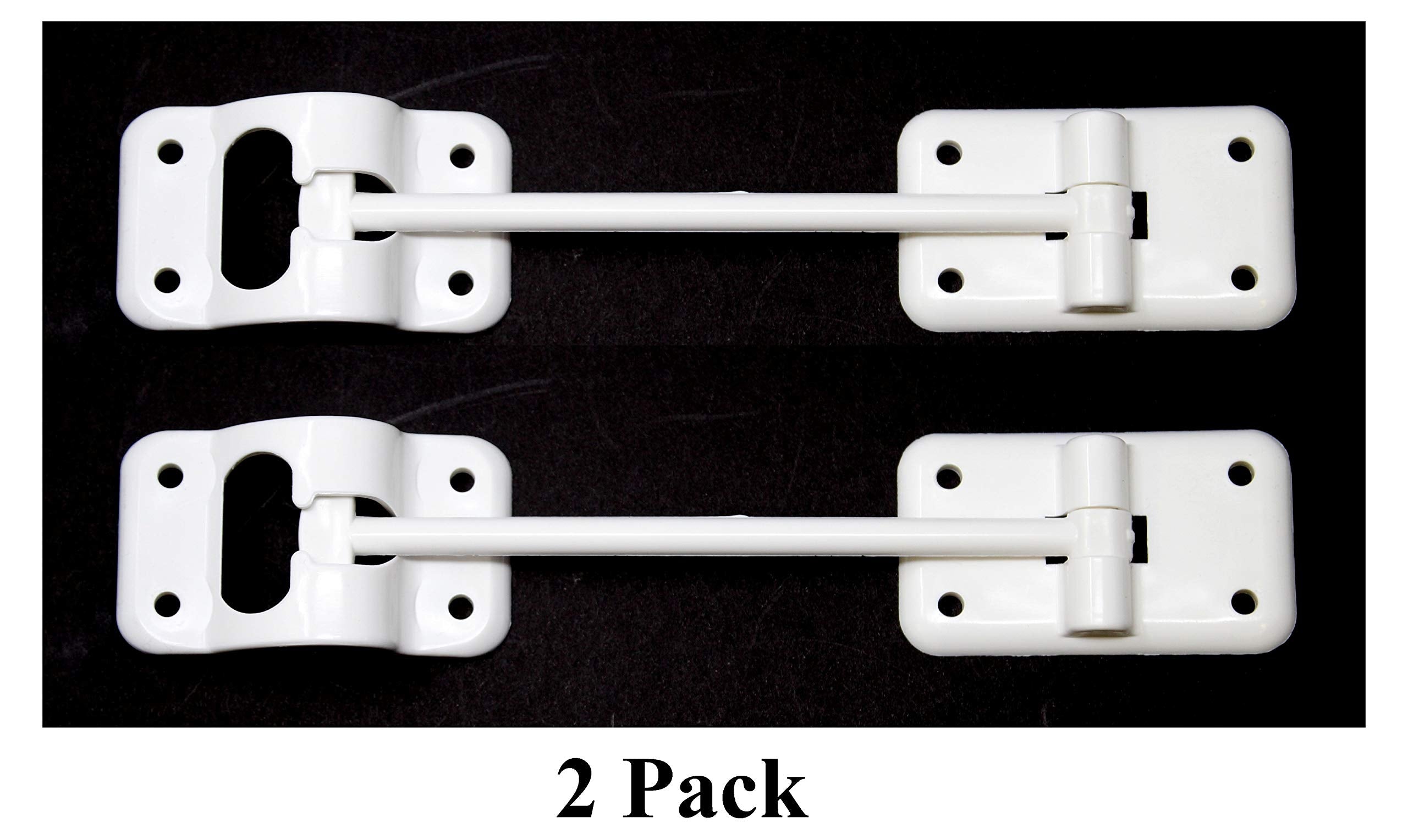 Jsp Manufacturing White Plastic 6” T-Style Entry Door Catch Latch Holder For Rv Camper Trailer Cargo Hatch Assembly Kit (2)