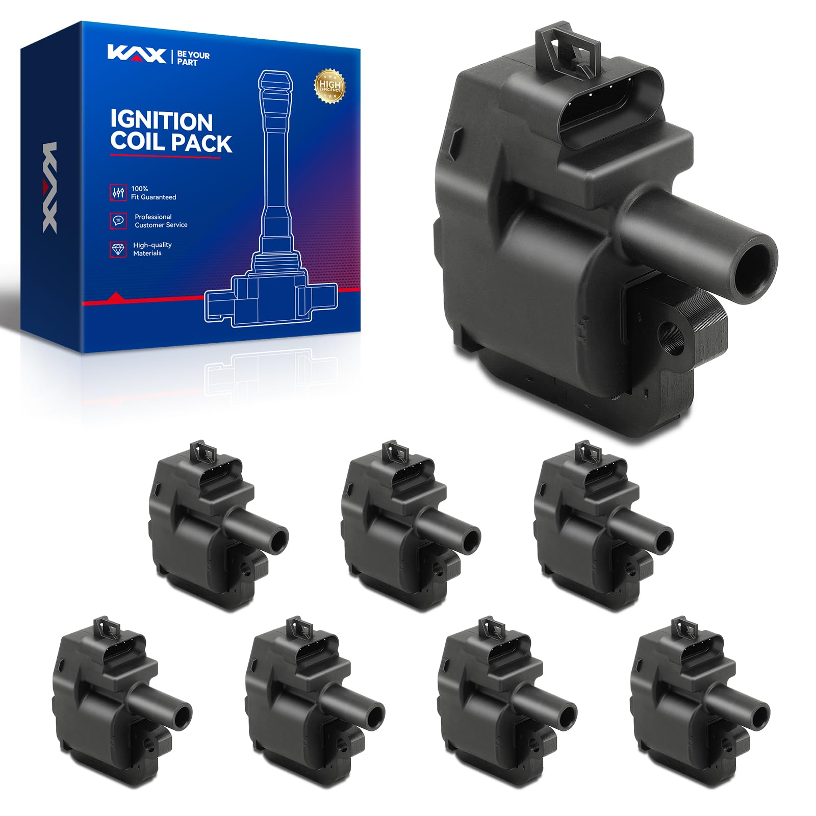 KAX UF192 Ignition Coil 8 Packs Fit for Corvette,Firebird,Camaro,Silverado 2500 HD,Sierra 2500 HD,Silverado 3500,GTO,Suburban 25