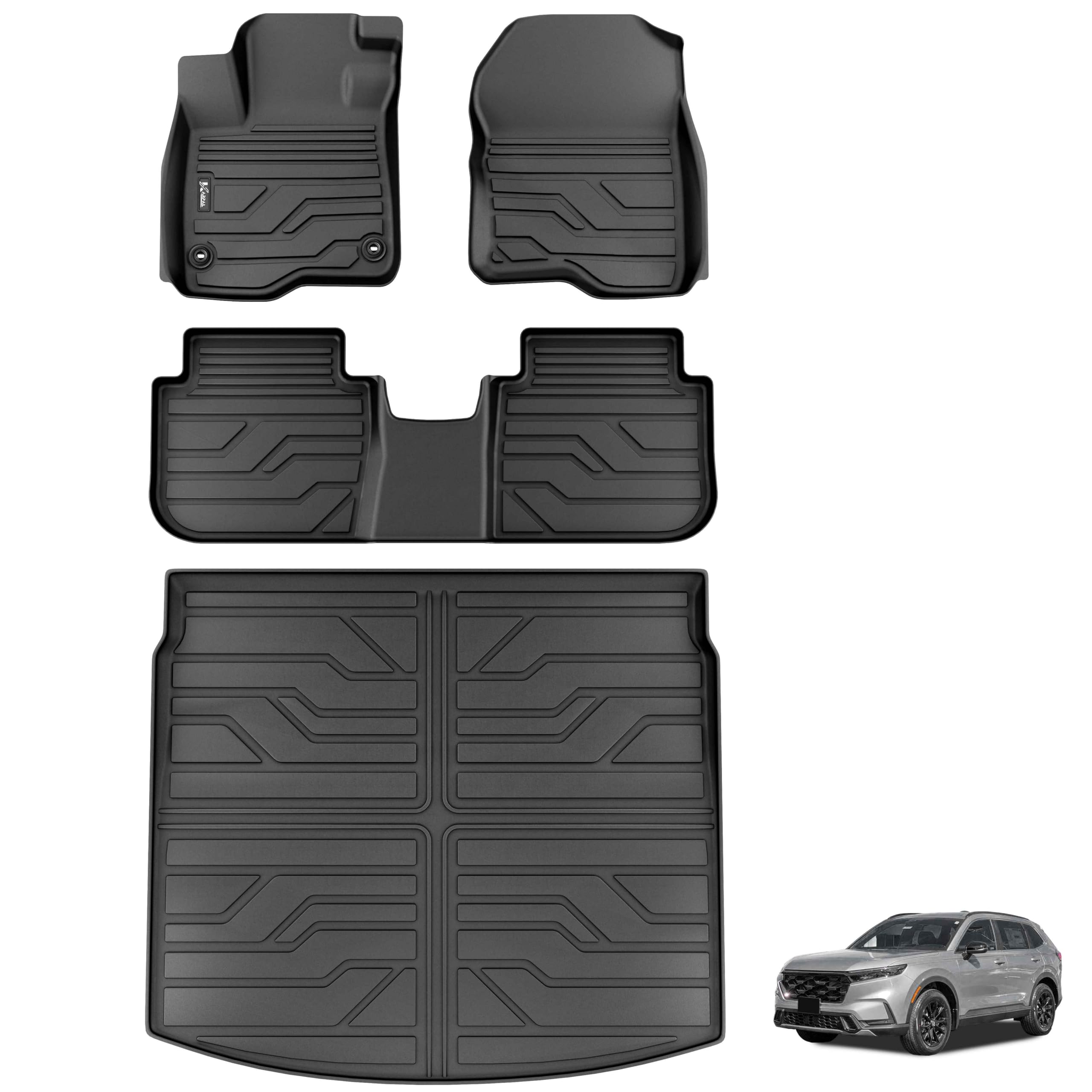 All Weather Floor Mats Fit For 2023 2024 2025 Honda Crv & Cr-V Hybrid (Include Sport L), Tpe Rubber Floor Liners With Cargo Mat