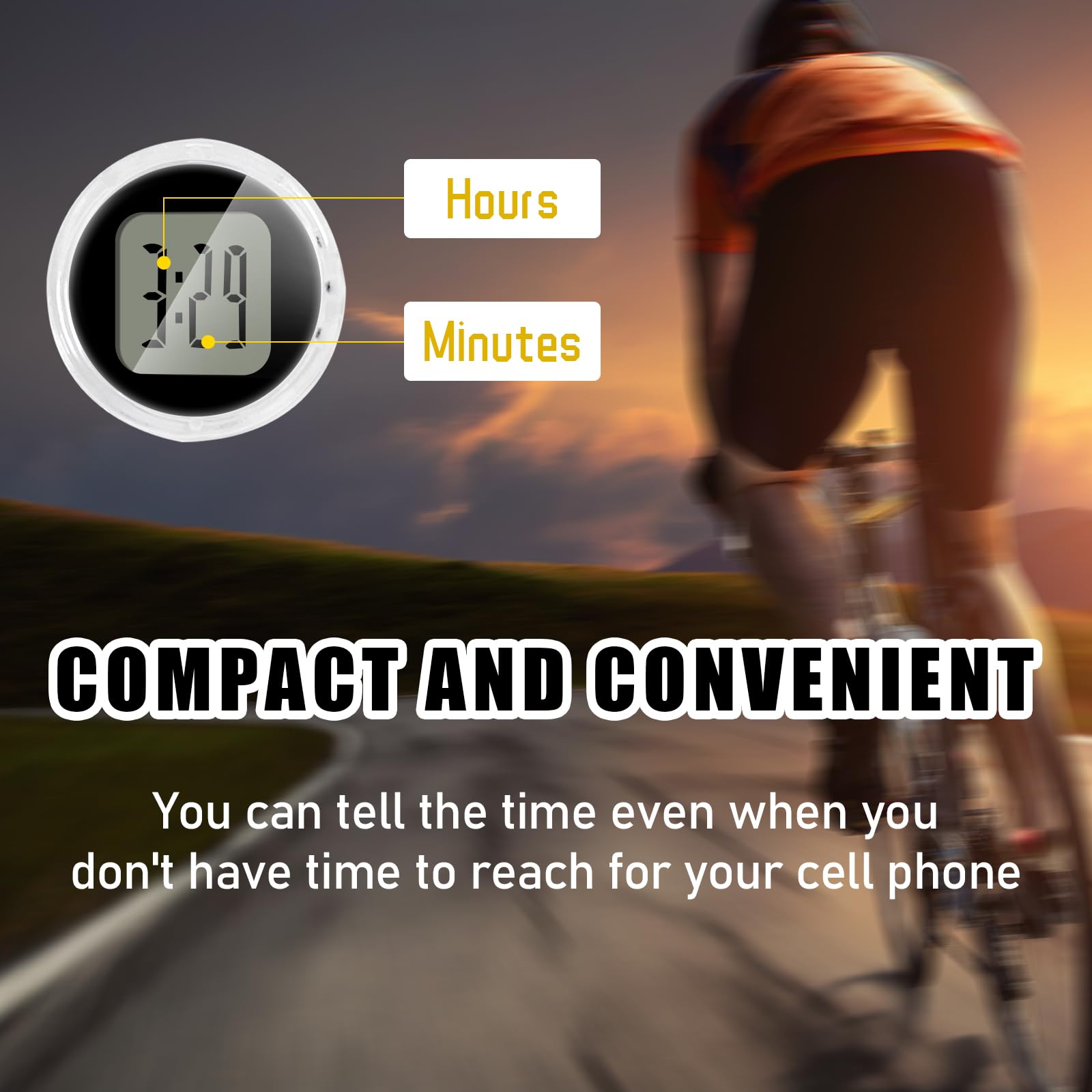 Suvnie 2 PCS Mini Motorcycle Clocks, Waterproof Motorbike Handlebar Digital Clock, 1.1 Inch Stick-On Dashboard Mount Watch, Univ