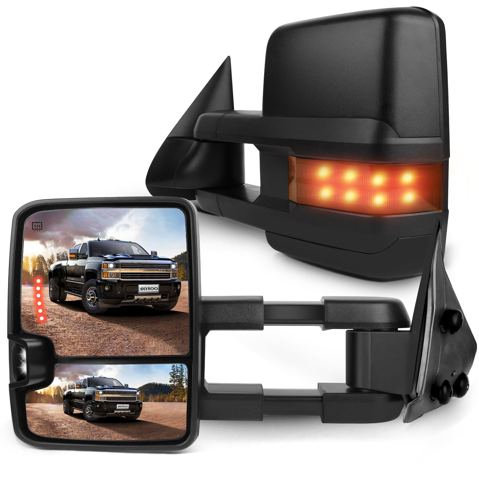 SCITOO Towing Mirrors Fit for 2003-2006 for Chevy Silverado Tahoe Suburban Avalanche for GMC Sierra Yukon for Cadillac Power Adj