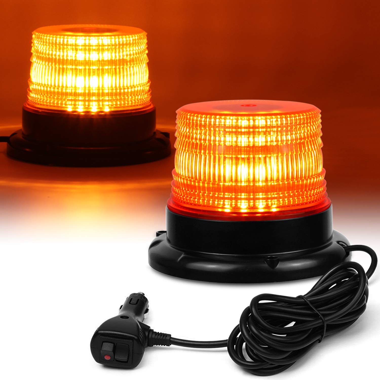 Linkitom Led Strobe Light, 12V-24V Amber 40 Led Warning Safety Flashing Beacon Lights With Magnetic And 16 Ft Straight Cord For