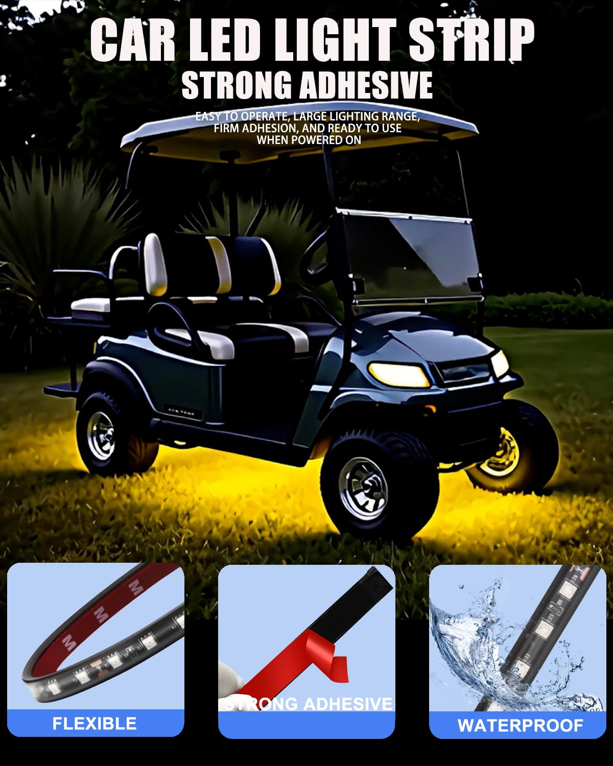 Keiurot 12V Led Light Strip 32Cm Waterproof Led Light Strips For Cars Motorcycles Golf Cart Interior & Exterior Marine Boat Ambe