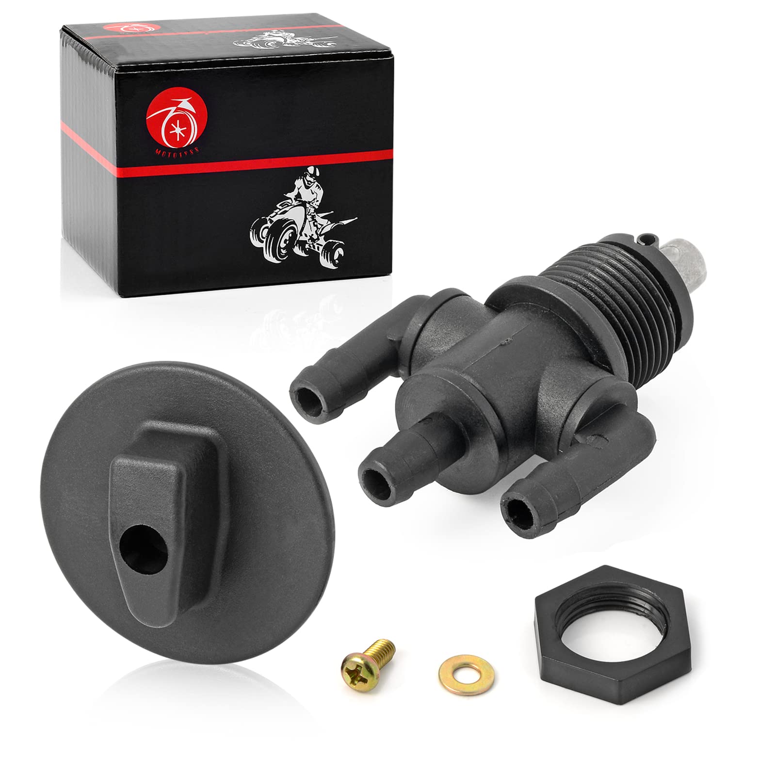 Fuel Tank Valve Petcock 3 Way Straight Down & Knob NUT For Polaris Scrambler Sport 400 Xplorer Xpress 300 400 Trail Boss 325 705