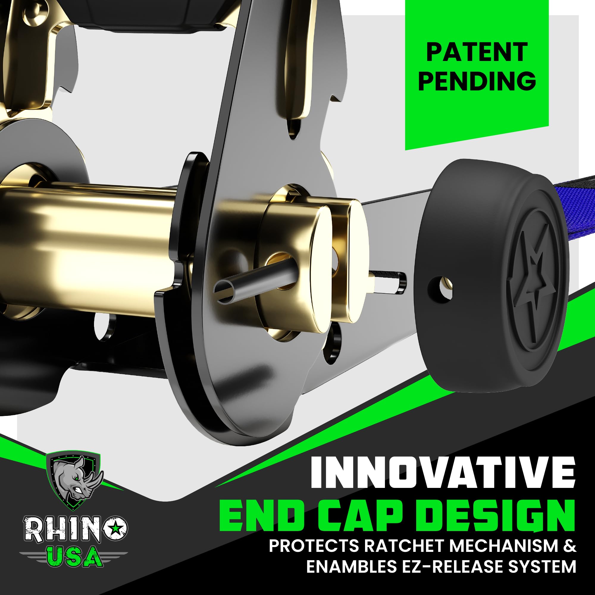 Rhino Usa Ratchet Straps Tie Downs (4-Pack) - 1 Inch X 15 Feet (1,823Lb Break Strength) - Ultimate Tie Down Straps With Safety S