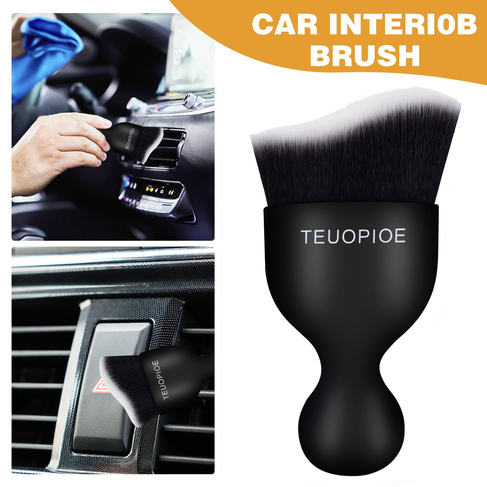 Teuopioe Car Interior Cleaning Brush, Car Duster Interior,Car Detailing Brush Dusting Brush,Car Interior Cleaning Tool, Auto Sof