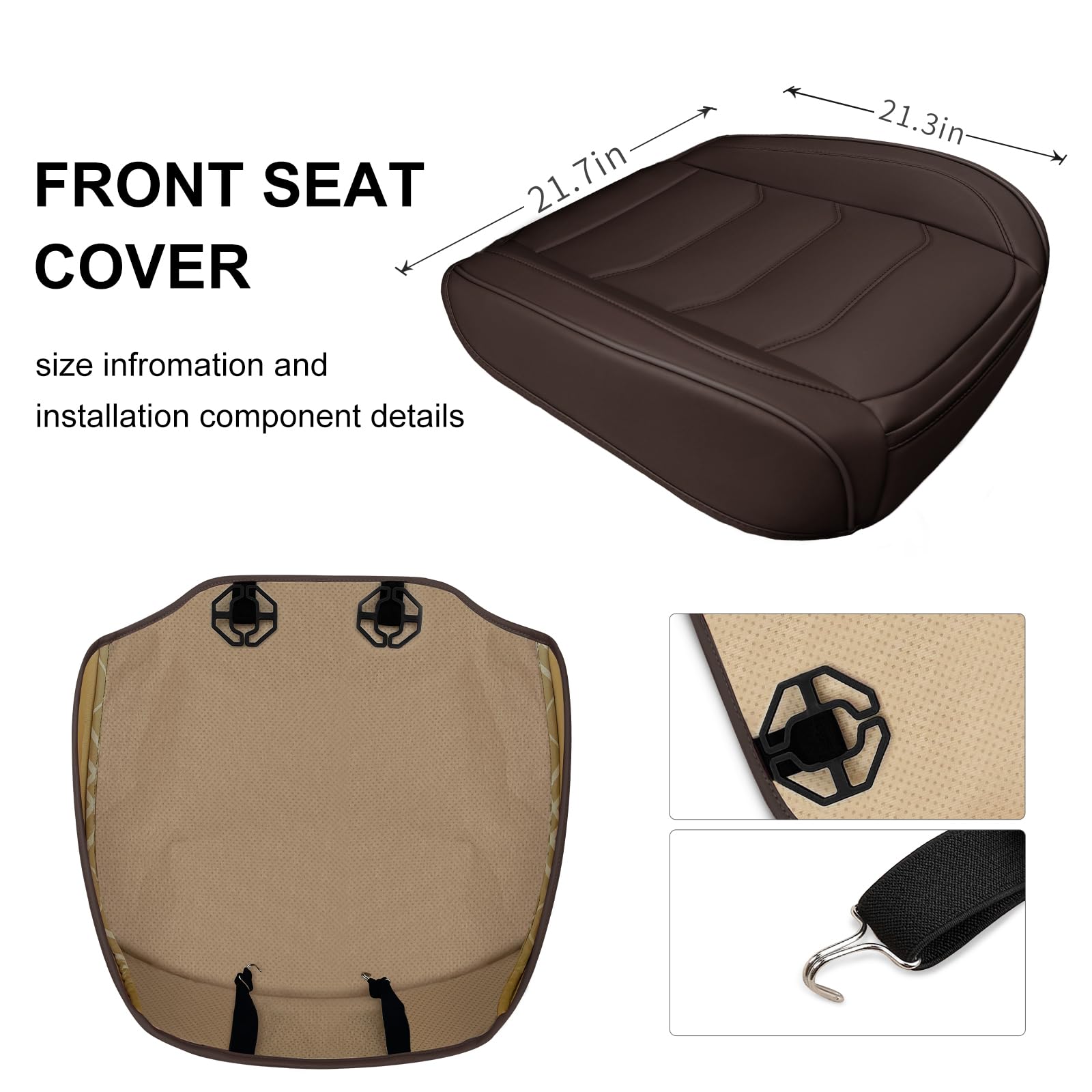 Bopuovre Car Seat Cover For Luxury & Comfort - Pu Leather, Anti-Slip, Full Wrap Protection With Storage Pocket For Bottom Cushio