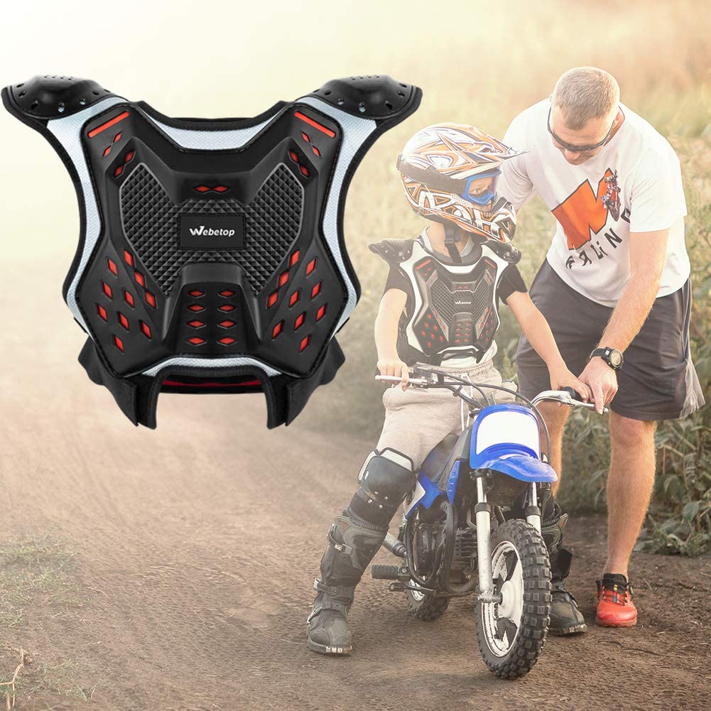 Webetop Youth Atv Chest Protector Motocross Armor Vest For Kids Dirt Bike Mountain Cycling M