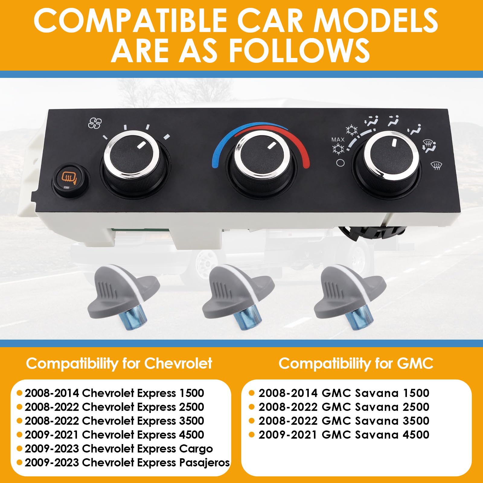 599-294 Heater A/C Control Switch,Front Climate Control Module Compatible with 2008-2021 Chevrolet Express 1500 2500 3500, 2009-