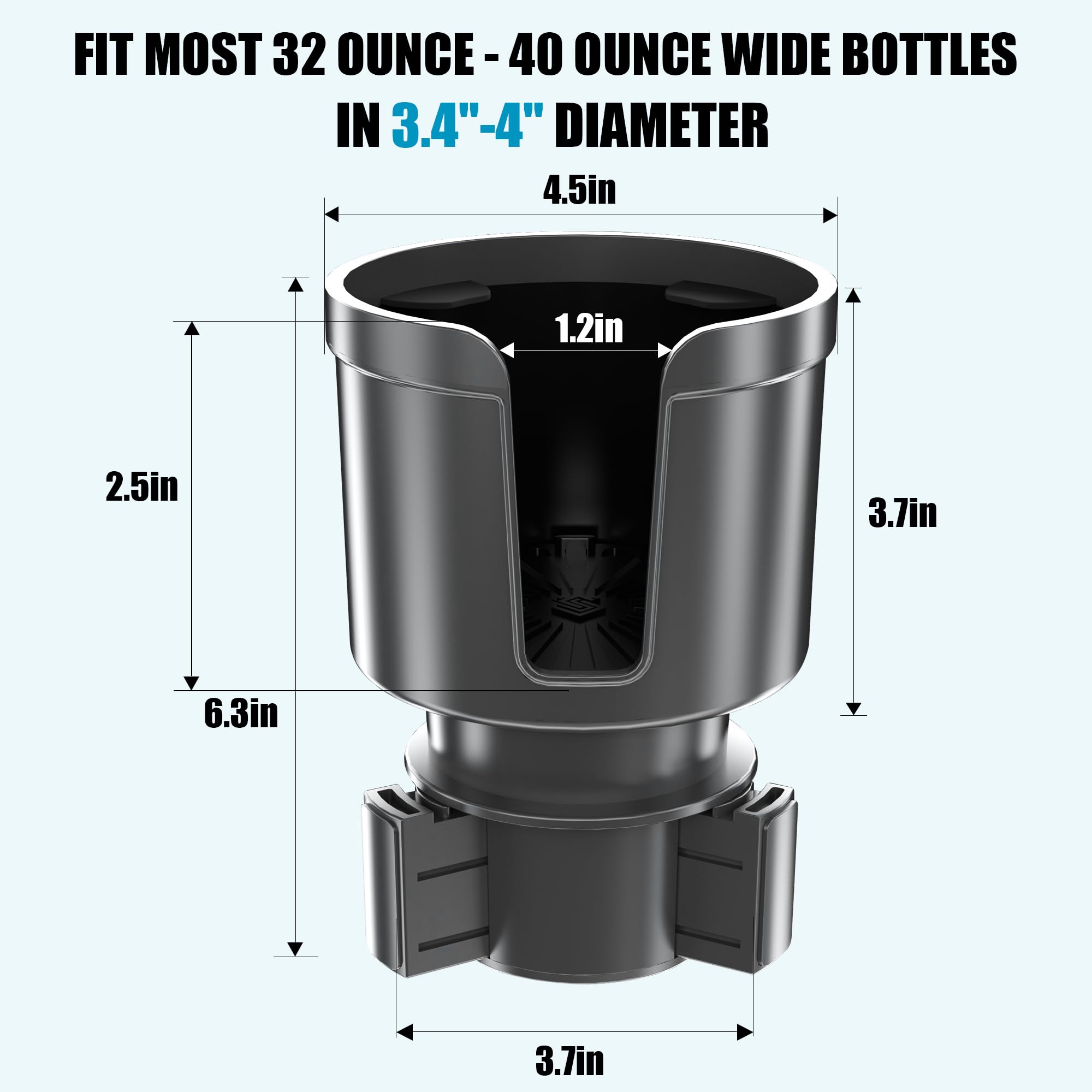 Upgraded Car Cup Holder Expander Adapter With Offset Adjustable Base, Compatible With Yeti 14/24/36/46Oz Ramblers, Hydro Flasks 32/40Oz, Other Large Bottles Mugs In 3.5-4.0, Silver 1 Pack