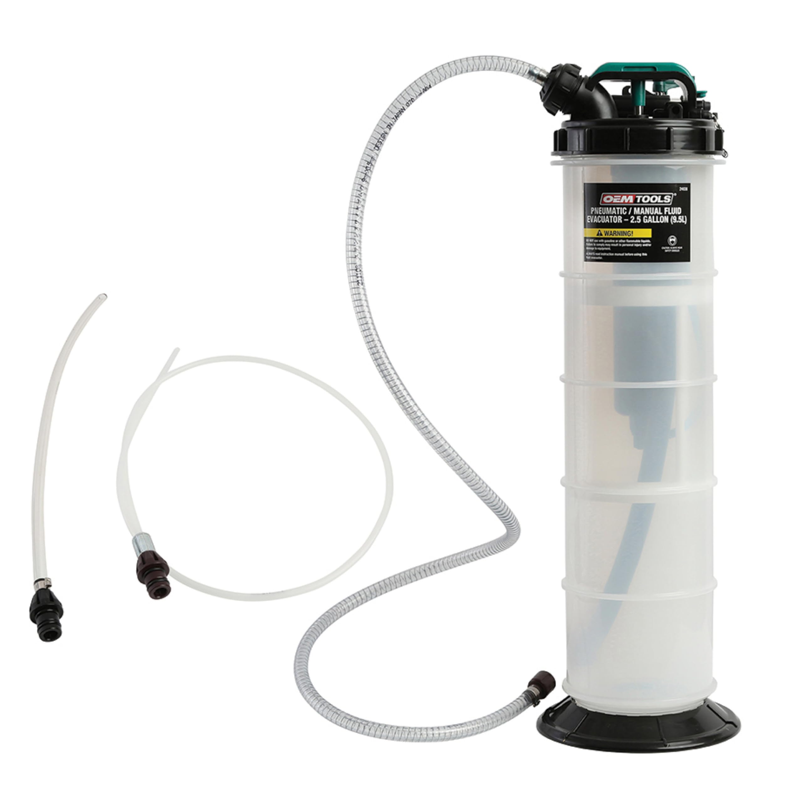 Oemtools 24938 Pneumatic/Manual Fluid Extractor, 9.5L Oil Extractor, Automotive Tool For Engine Oil, Transmission Fluid, And Coo